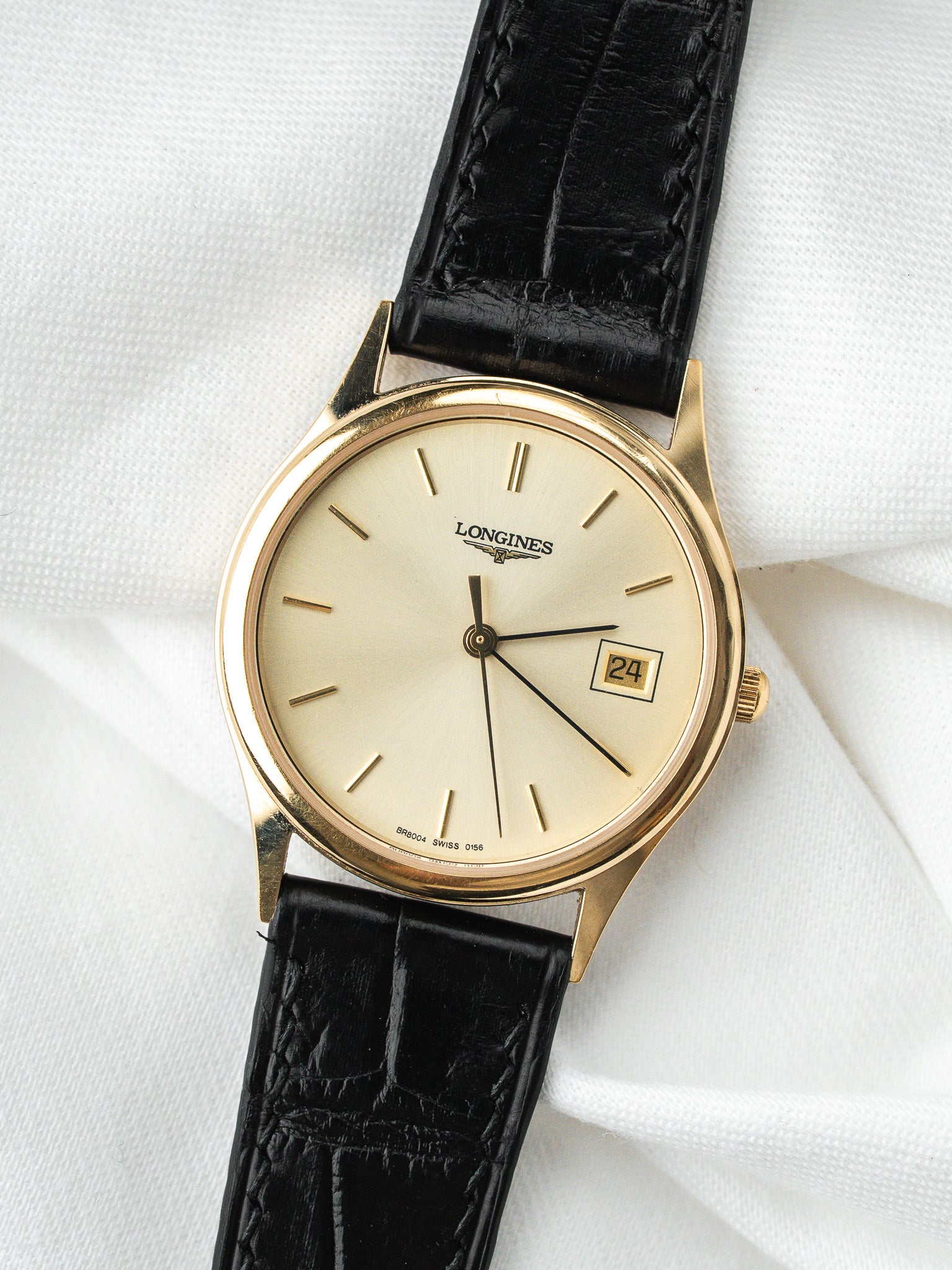Montre Longines Vintage Plaqué Or — Cadran Doré Date (1980s)