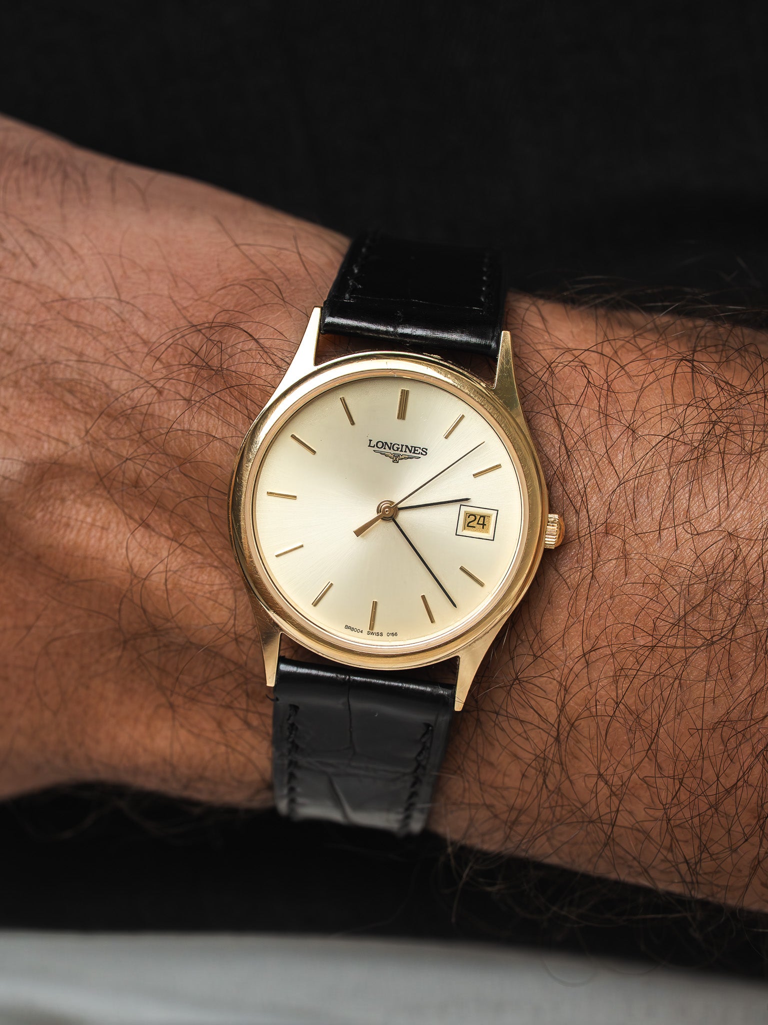 Montre Longines Vintage Plaqué Or — Cadran Doré Date (1980s)