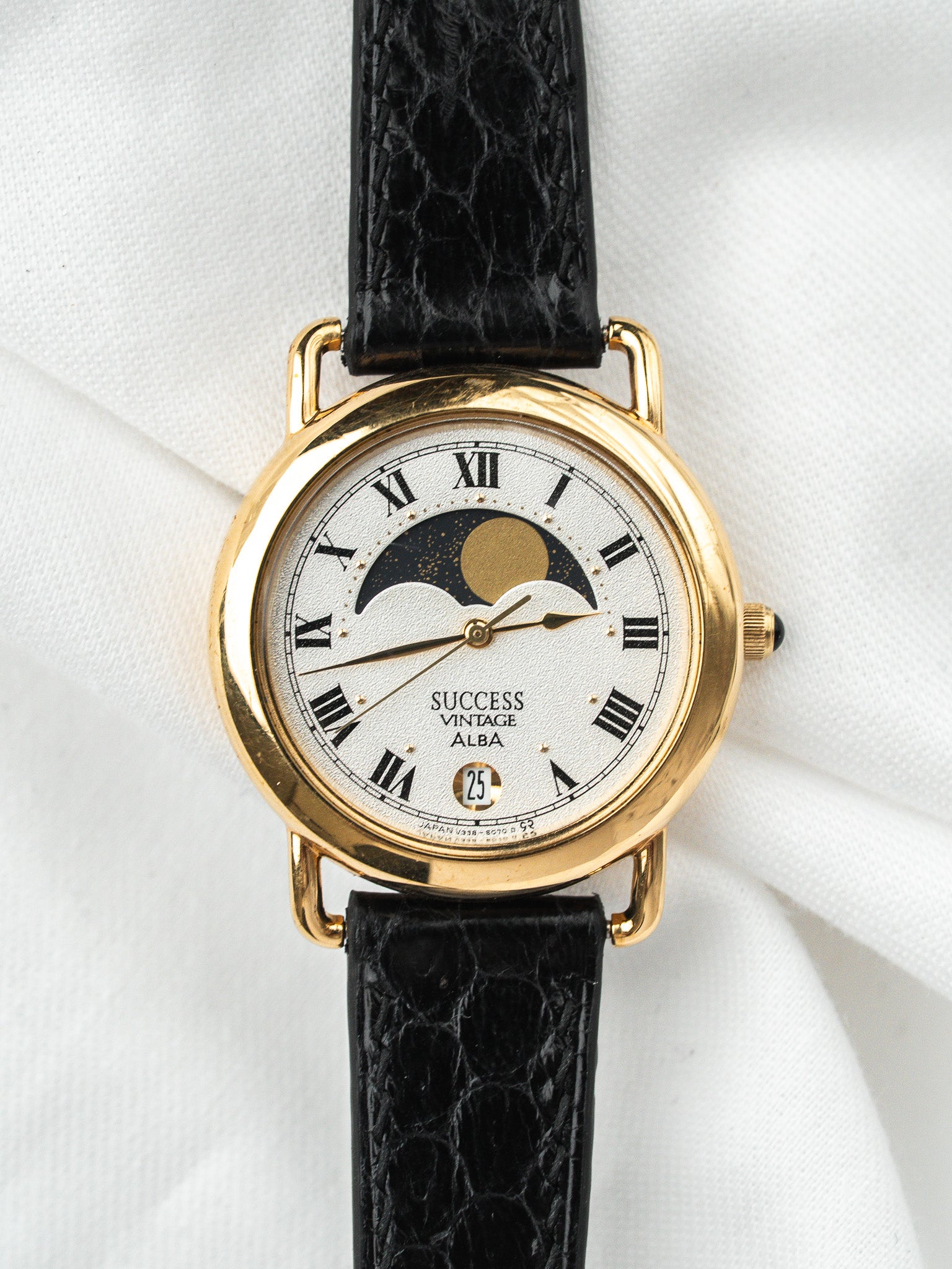 Montre Alba Success Vintage — Phase de Lune Plaqué Or (1990s)