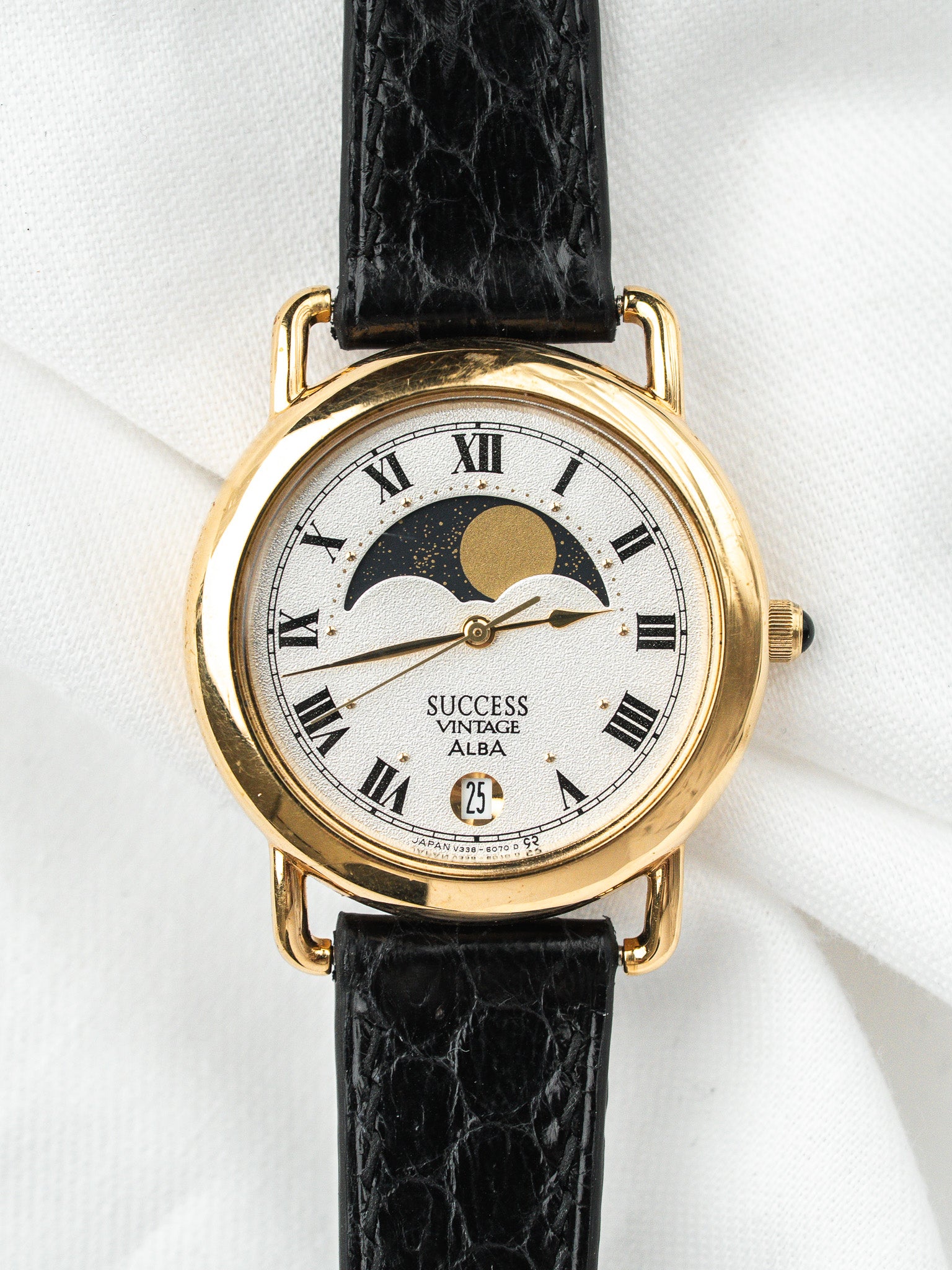 Montre Alba Success Vintage — Phase de Lune Plaqué Or (1990s)
