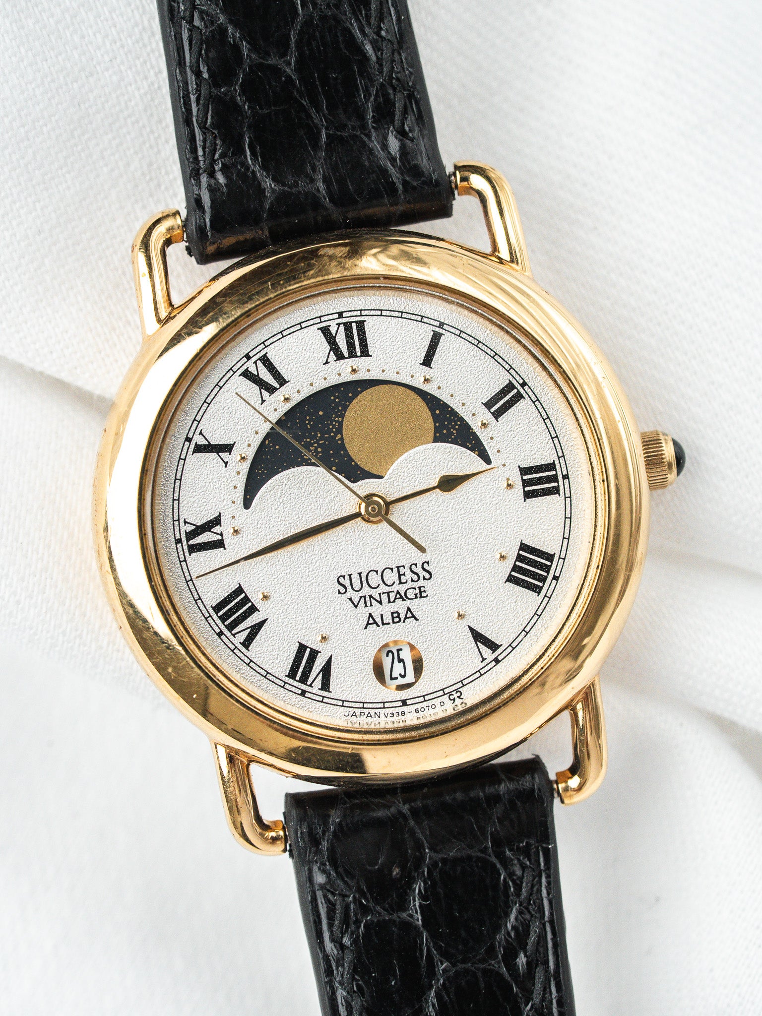 Montre Alba Success Vintage — Phase de Lune Plaqué Or (1990s)