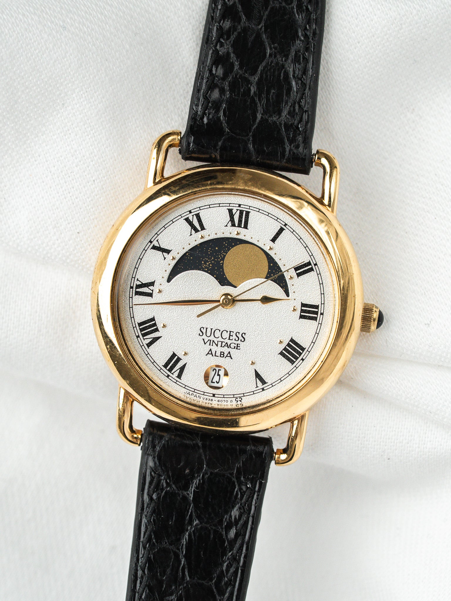 Montre Alba Success Vintage — Phase de Lune Plaqué Or (1990s)