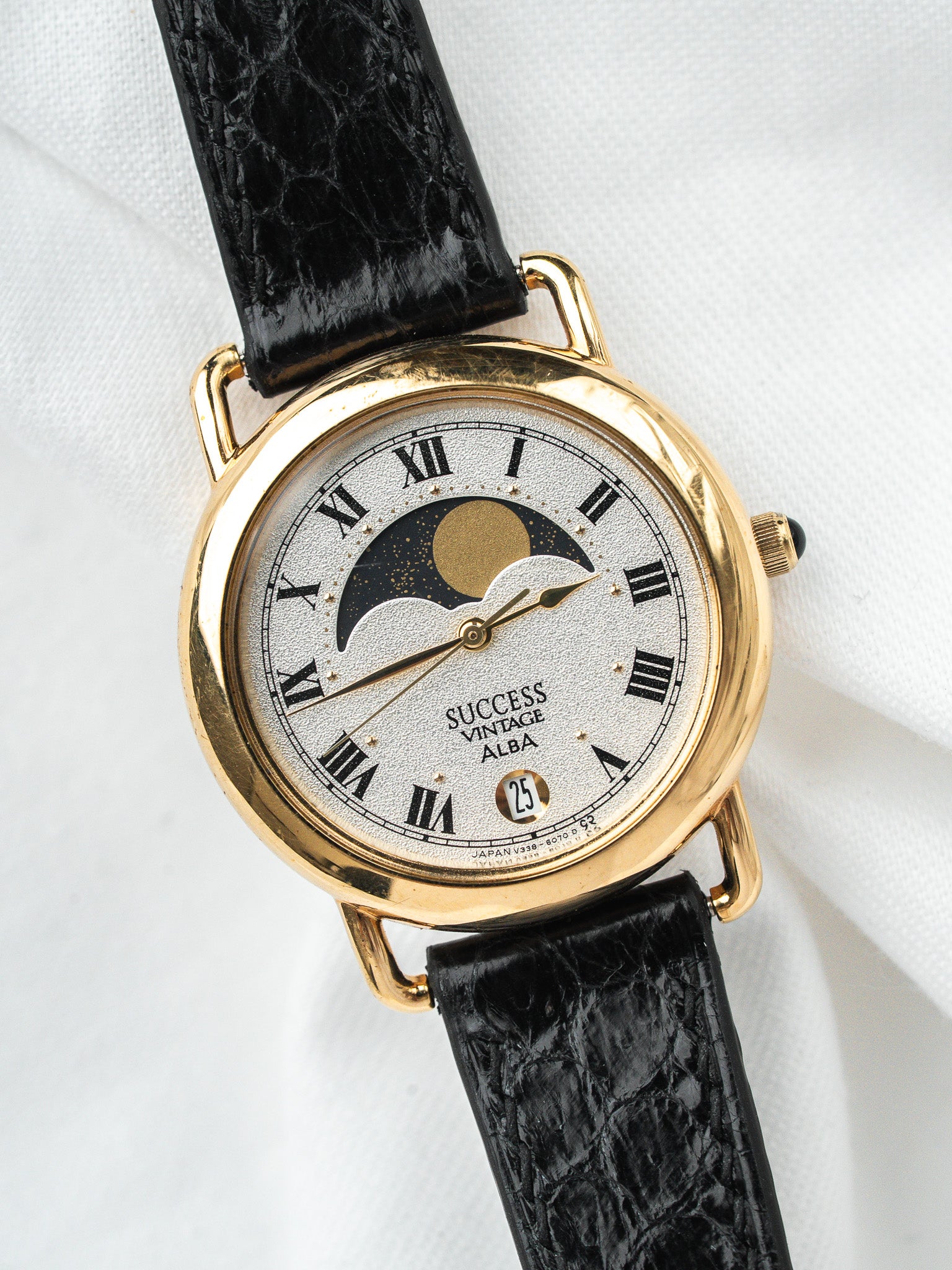 Montre Alba Success Vintage — Phase de Lune Plaqué Or (1990s)