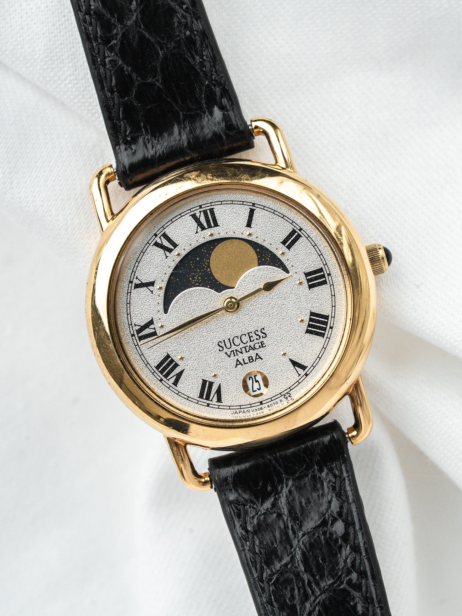 Montre Alba Success Vintage — Phase de Lune Plaqué Or (1990s)