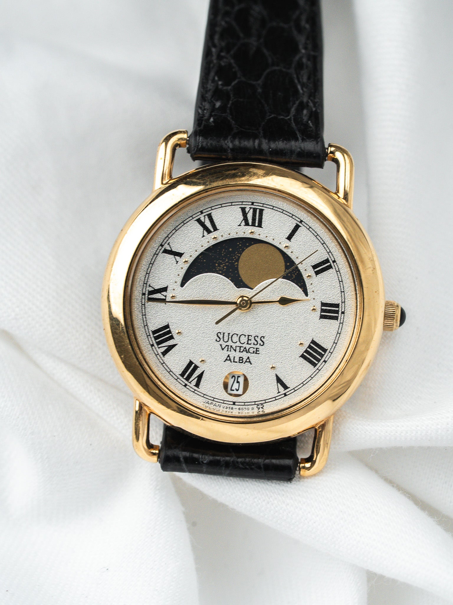 Montre Alba Success Vintage — Phase de Lune Plaqué Or (1990s)