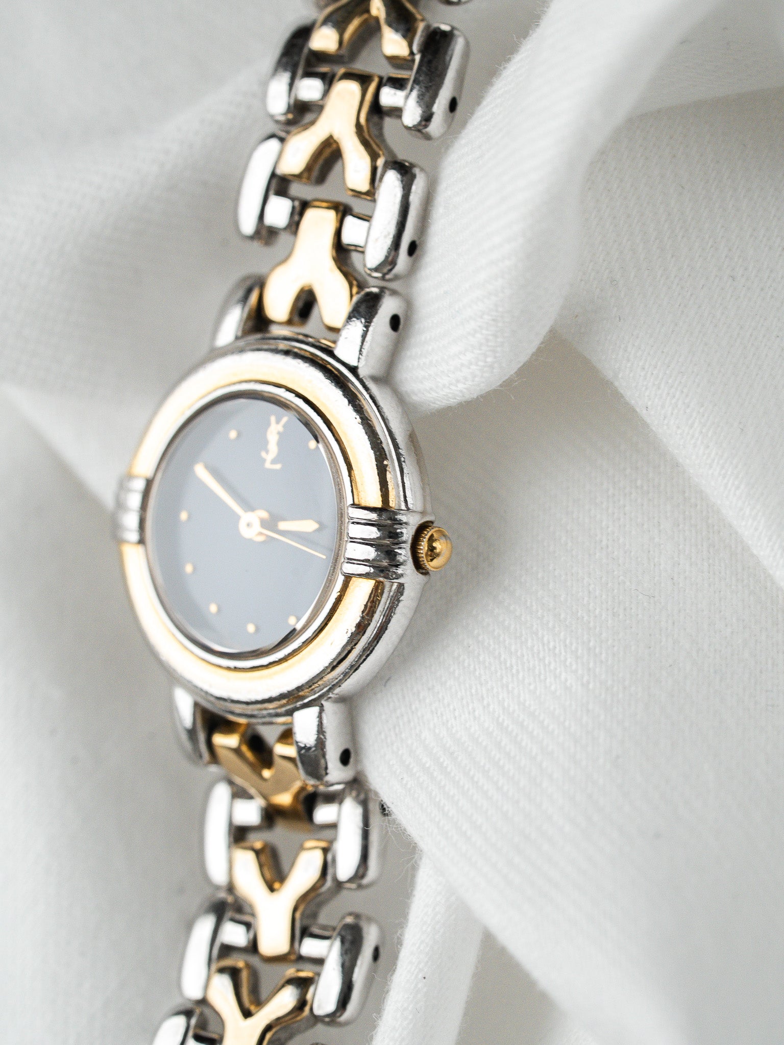 Yves Saint Laurent Vintage Watch — Two-Tone Blue Dial (1990s)