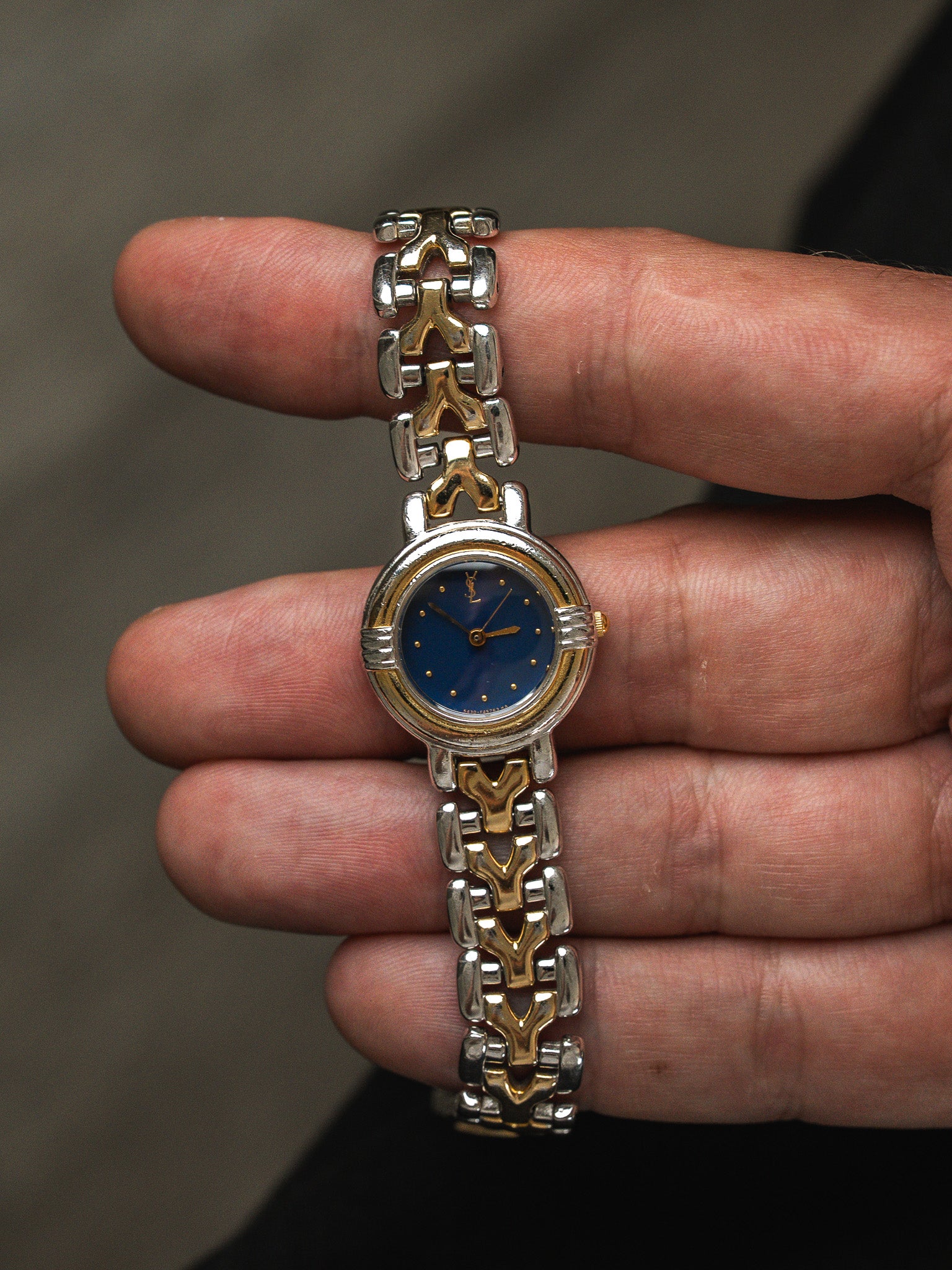 Yves Saint Laurent Vintage Watch — Two-Tone Blue Dial (1990s)