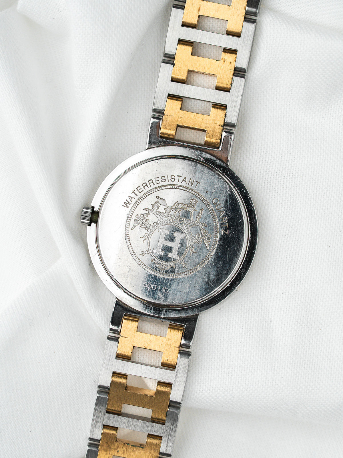 Montre Hermès Clipper 34mm Bicolore — Lunette Rivetée (1990s)