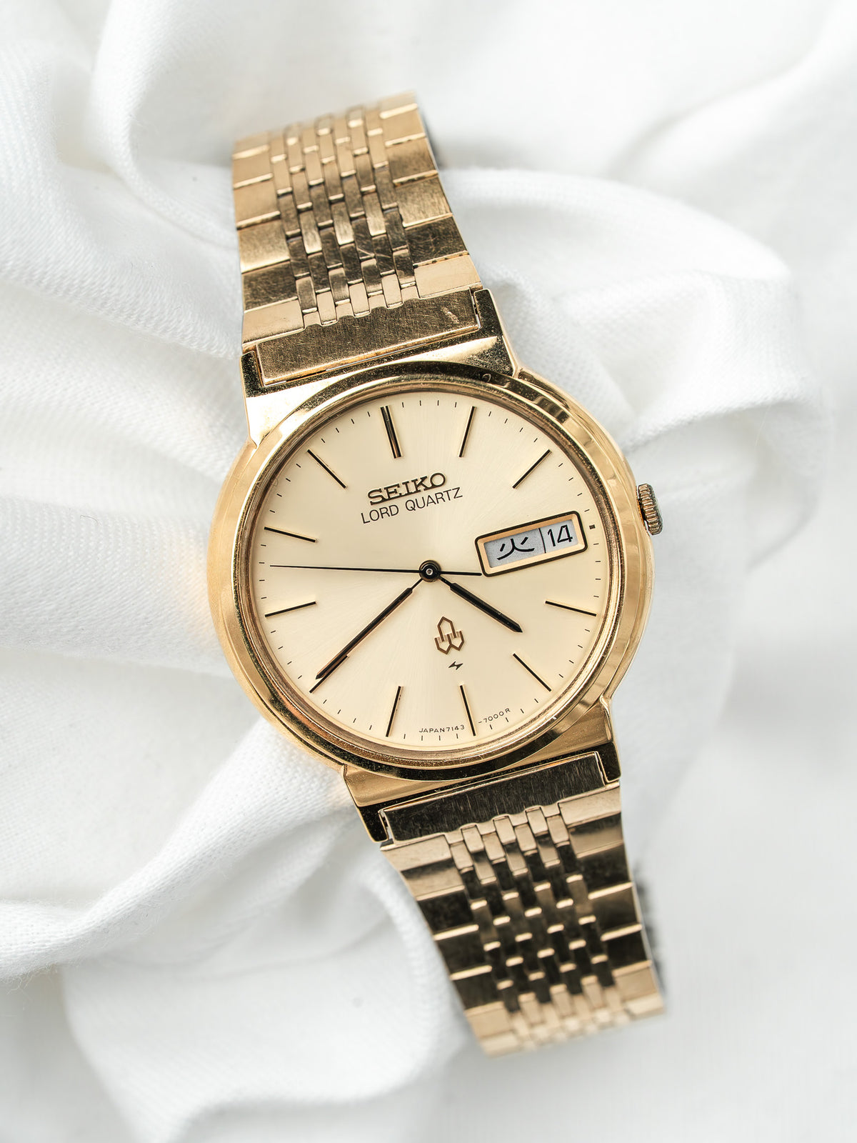 Seiko Lord Quartz Watch 7143-7000 Gold-Plated — Kanji Day (1979)