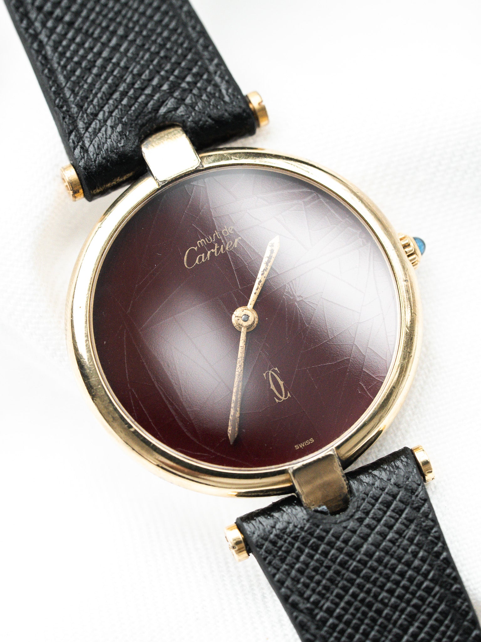 Cartier Must Vendôme 1861 Vermeil — Cadran Burgundy Spider (1990s)