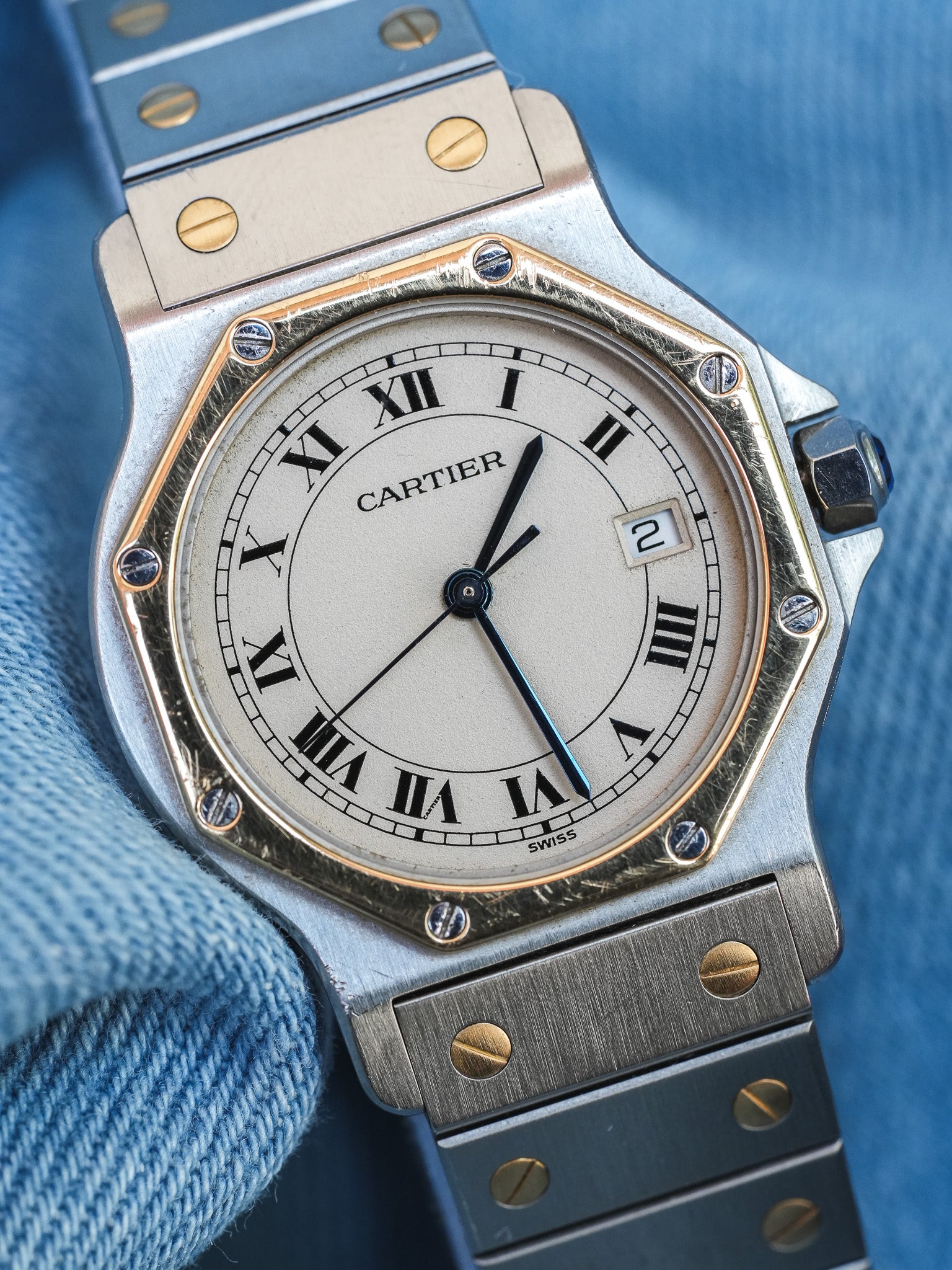 Cartier - Santos Octagonal 29mm Steel Gold Quartz - Box & Documentation - 1990s