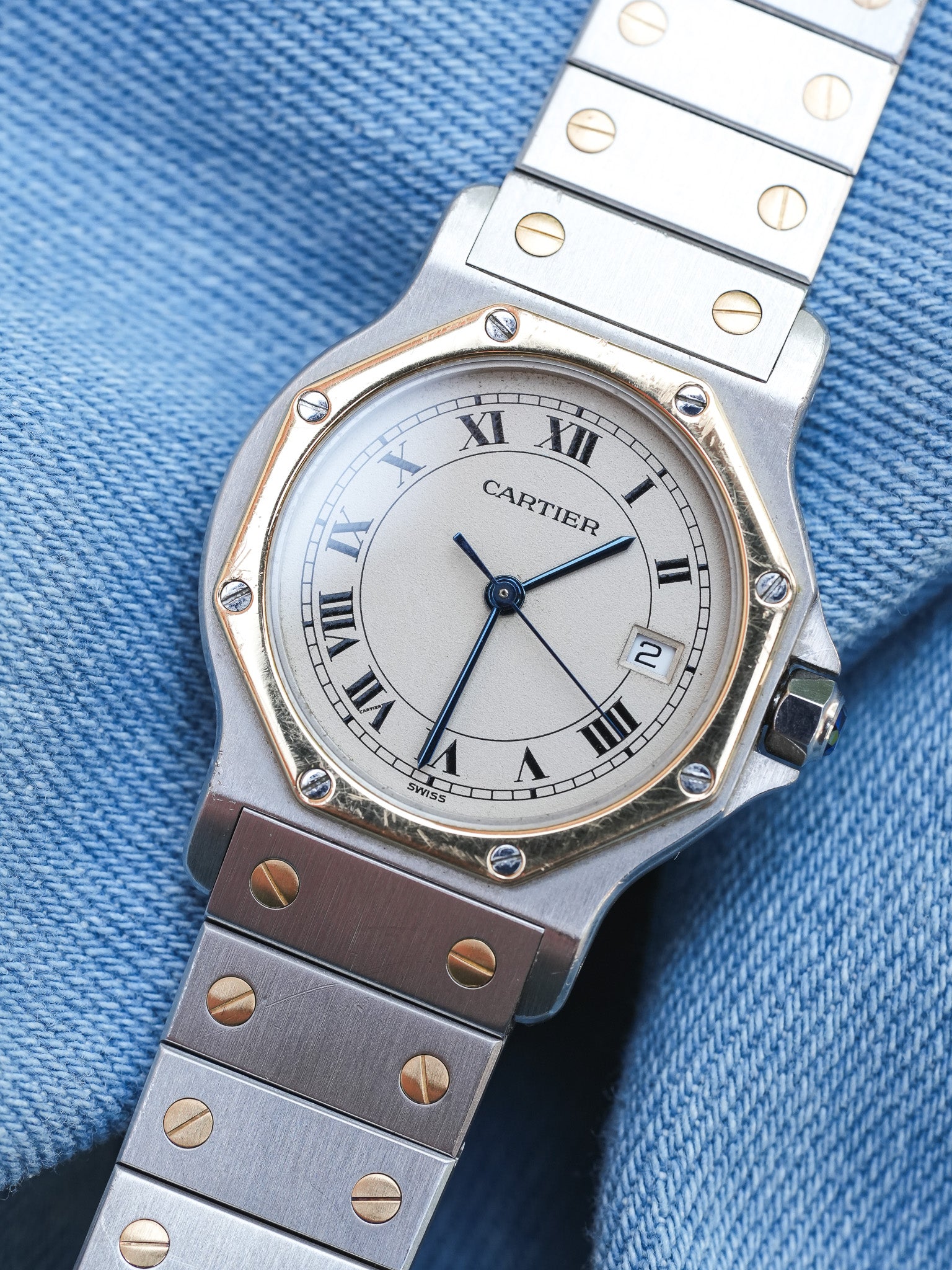 Cartier - Santos Octagonal 29mm Steel Gold Quartz - Box & Documentation - 1990s