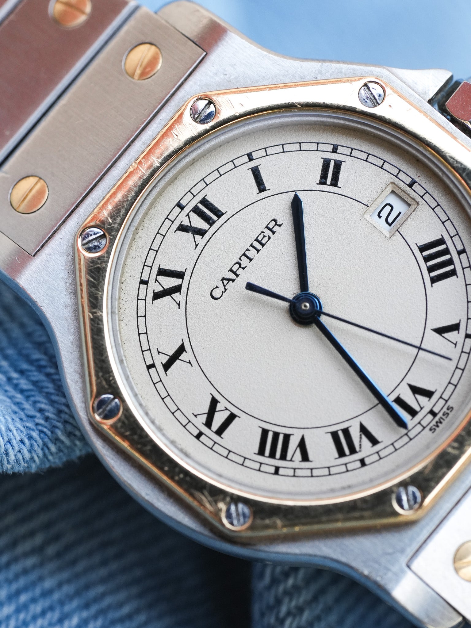 Cartier - Santos Octagonal 29mm Steel Gold Quartz - Box & Documentation - 1990s