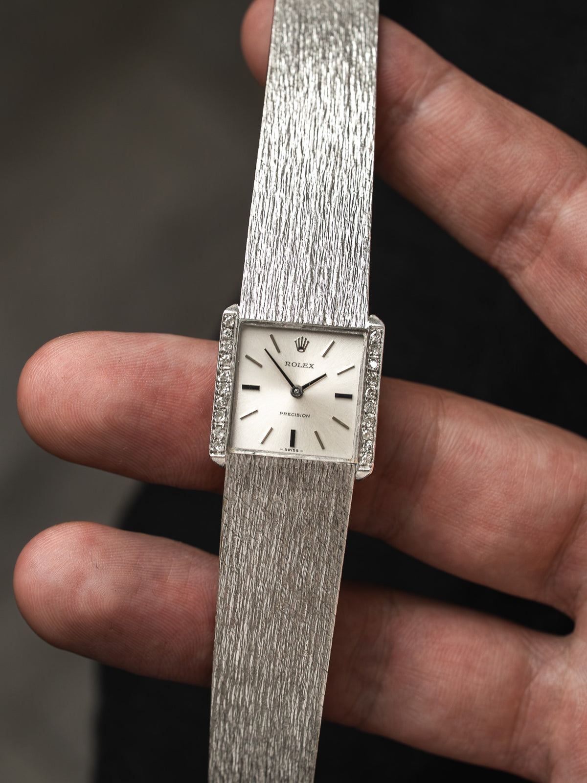 Rolex Precision Watch 2611 — Cóctel Diamantes Acero (1974)