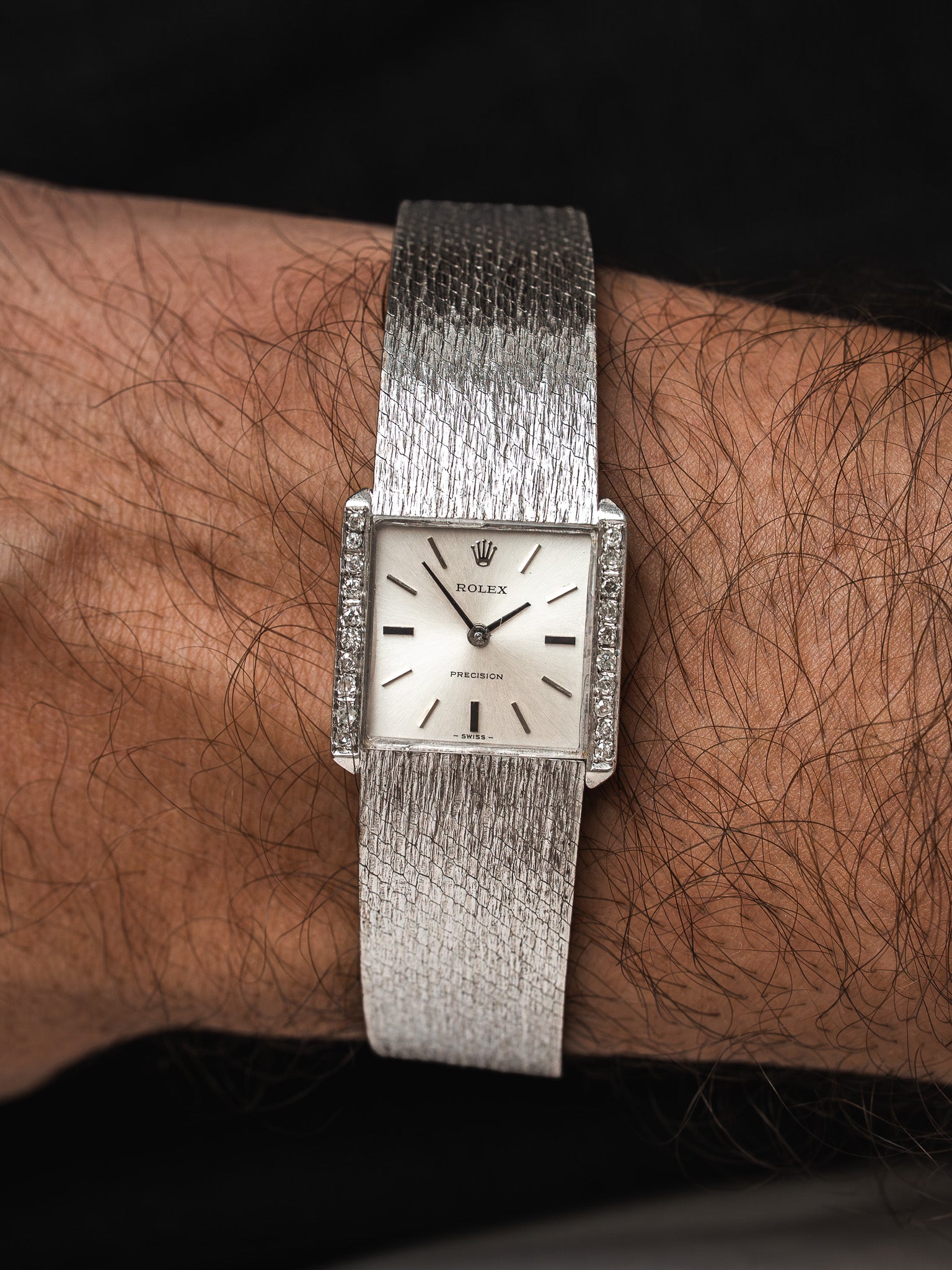 Rolex Precision Watch 2611 — Cóctel Diamantes Acero (1974)