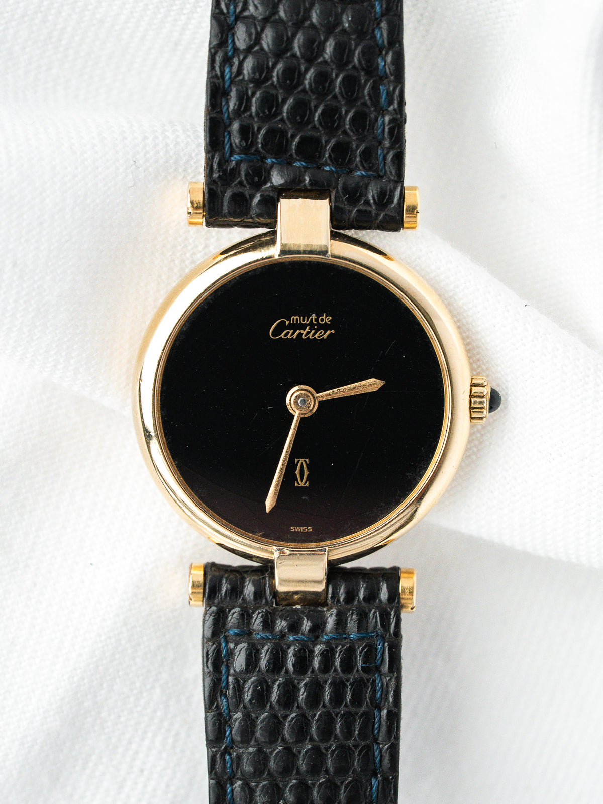 Cartier Must Vendôme 590004 镀金银 — 黑色表盘 Spider (1990s)