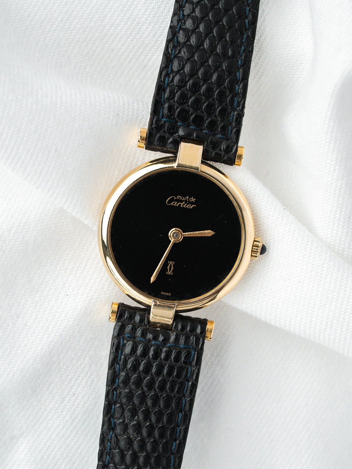 Cartier Must Vendôme 590004 镀金银 — 黑色表盘 Spider (1990s)