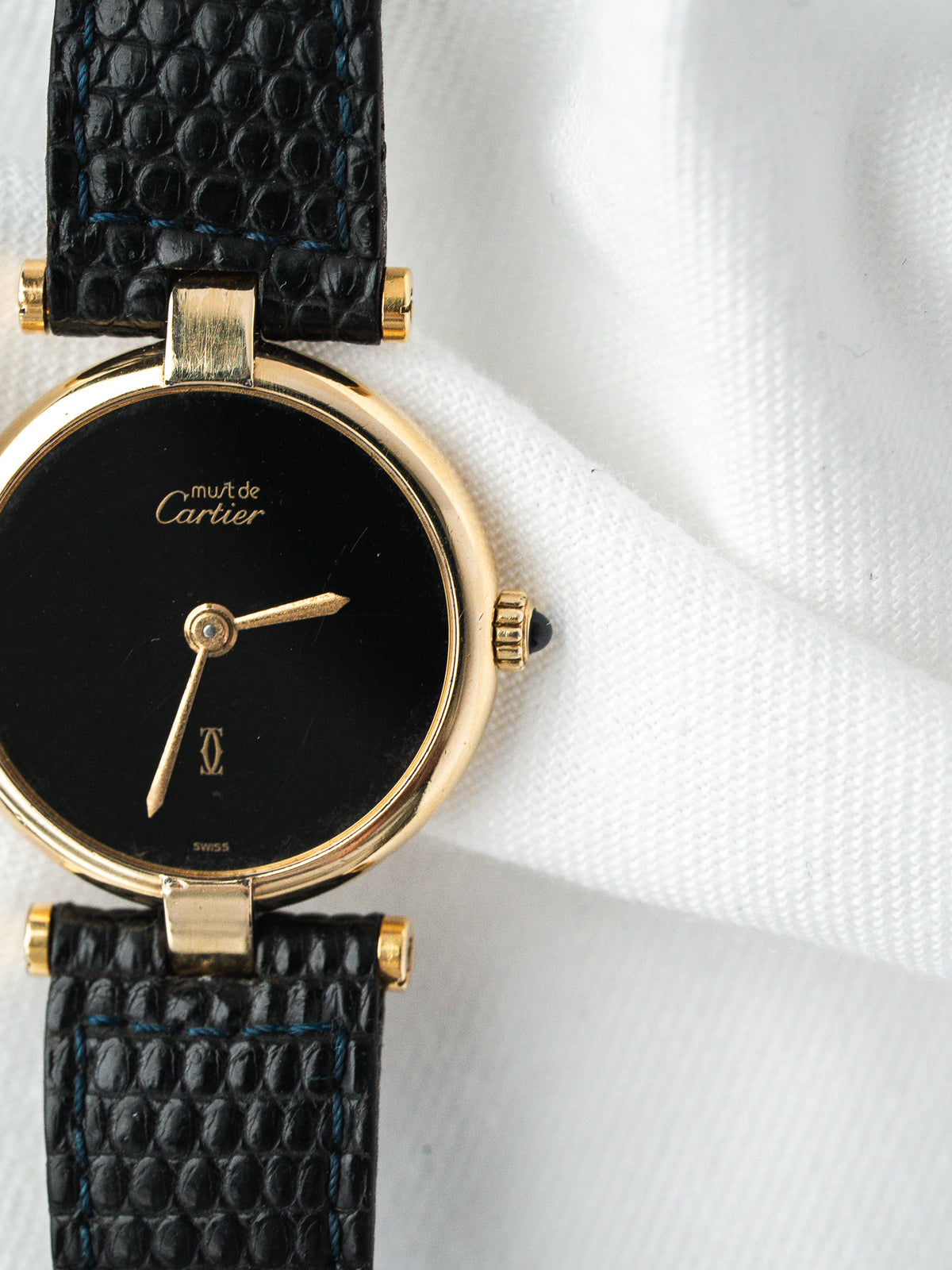 Cartier Must Vendôme 590004 镀金银 — 黑色表盘 Spider (1990s)