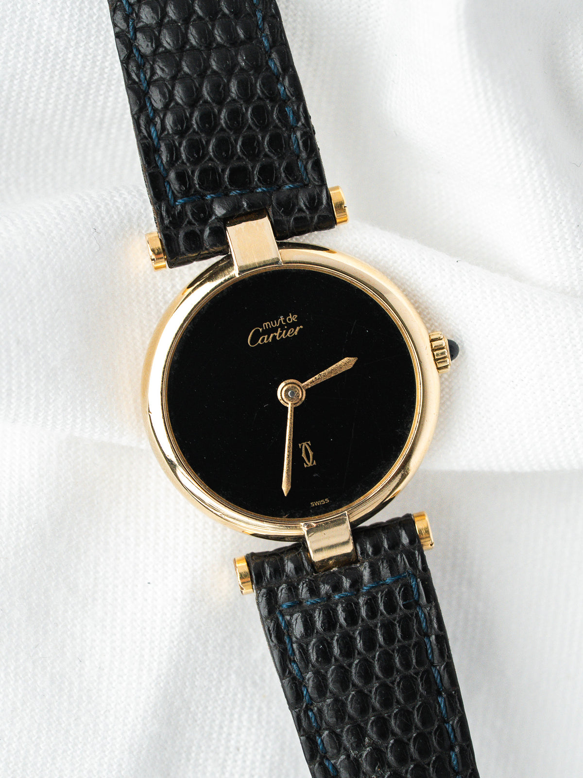 Cartier Must Vendôme 590004 镀金银 — 黑色表盘 Spider (1990s)
