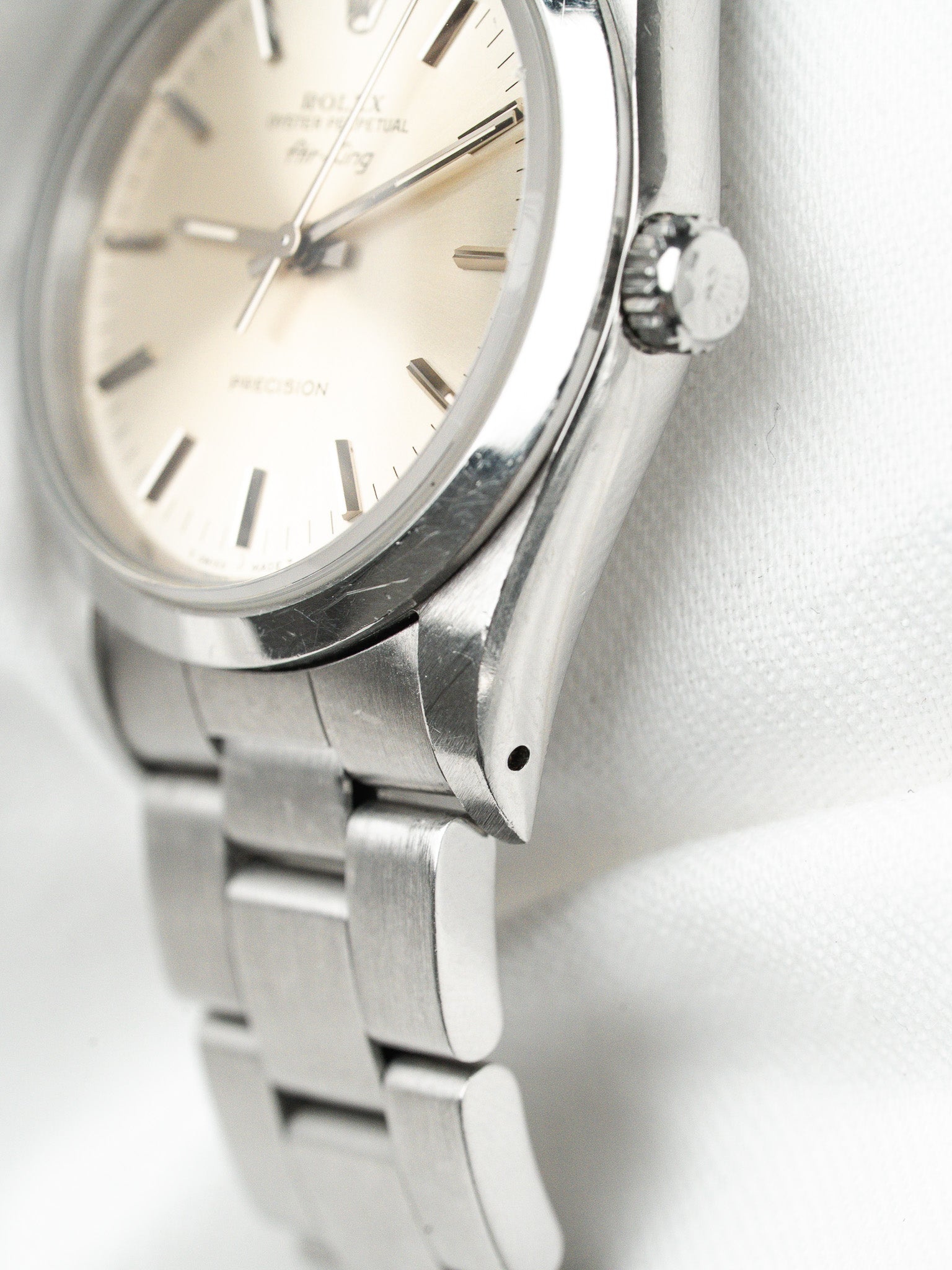 Rolex Air-King Watch 14000 Acero — Esfera plateada patinada (1991)