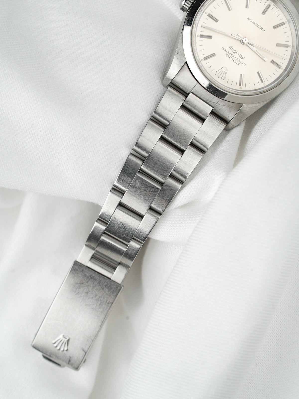 Rolex Air-King Watch 14000 Acero — Esfera plateada patinada (1991)