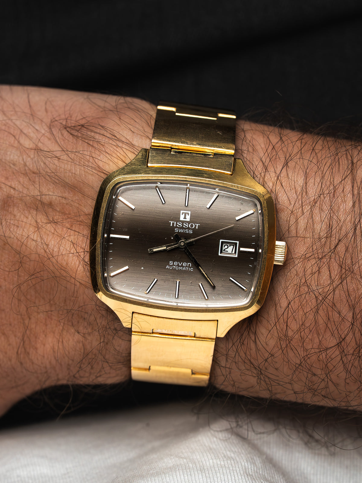 Montre Tissot Seven Automatique — Boîtier TV Taupe (1970s)