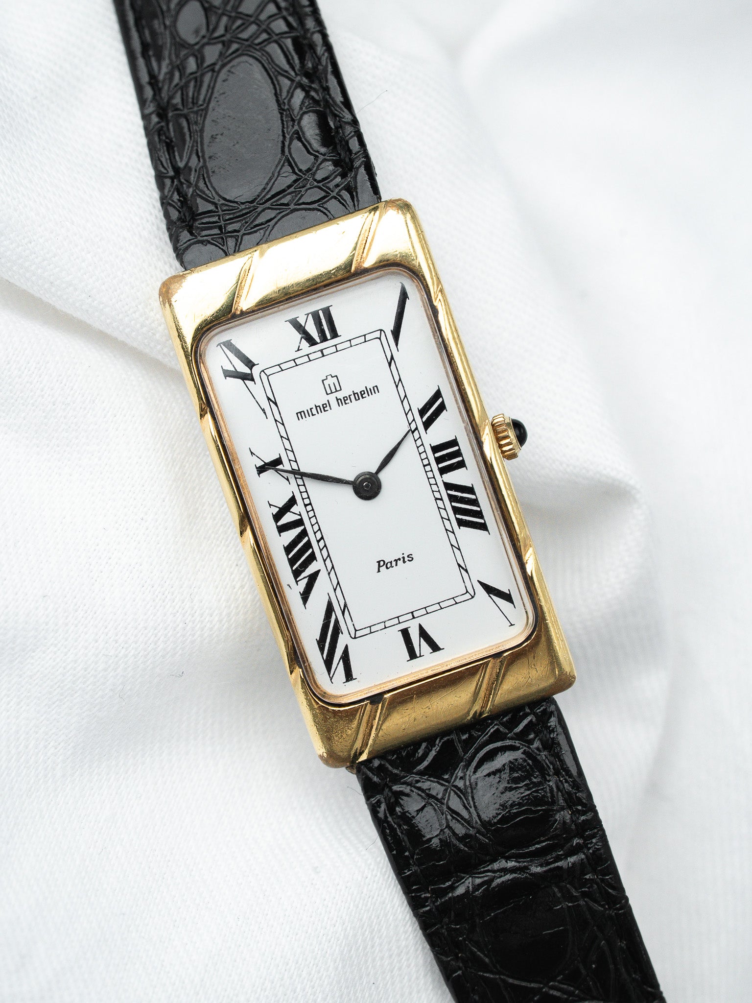 Montre Michel Herbelin Tank Allongé — Plaqué Or (1970s)