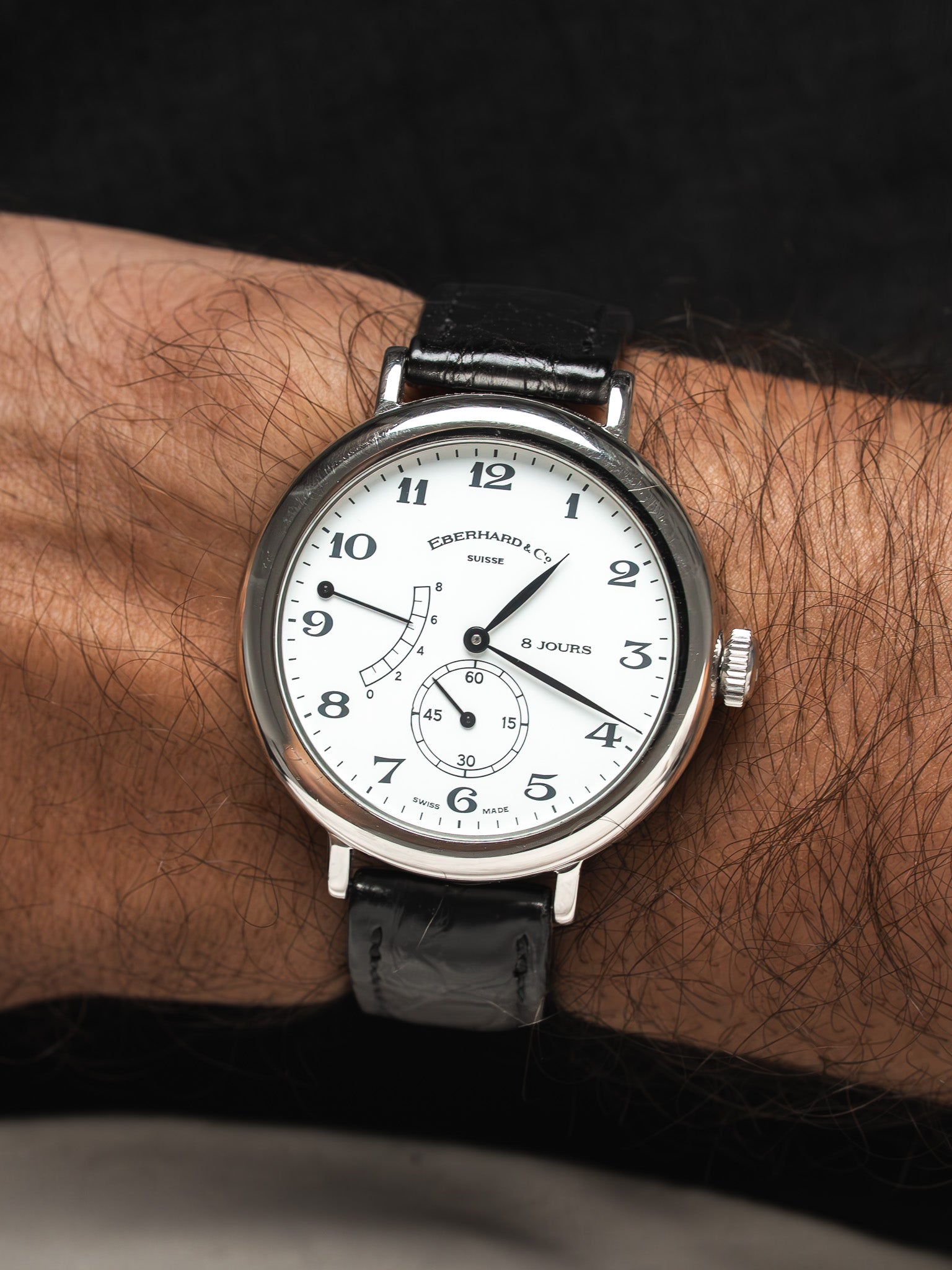 Eberhard & Co 8 Jours Watch 21017 — 精钢,白色表盘 (1997-2000年代)