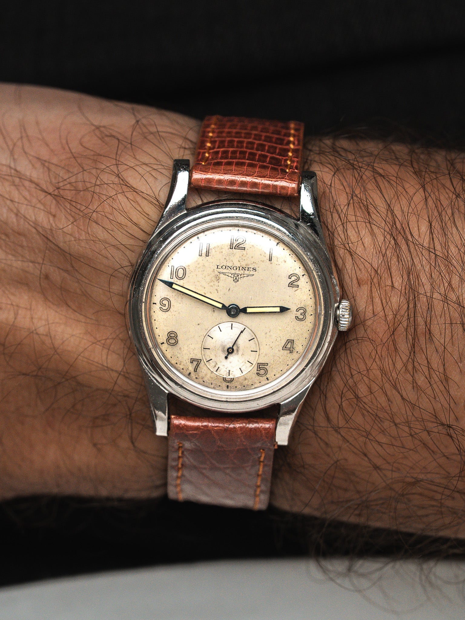 Longines 23Z Watch Stahl — Patiniertes Zifferblatt, Archivauszug (1951)