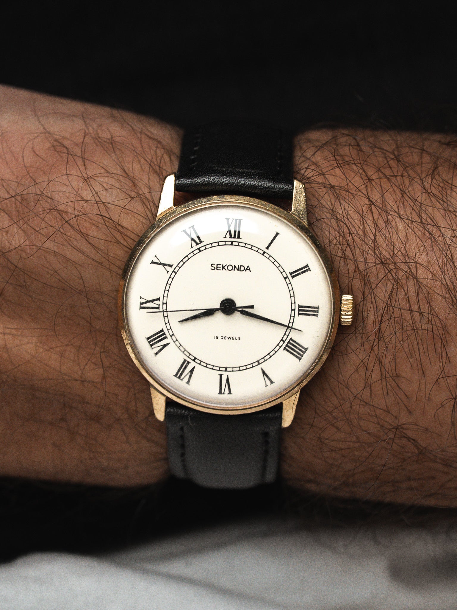 Sekonda USSR Watch Gold-Plated — Roman Numerals, Mechanical (1970s)