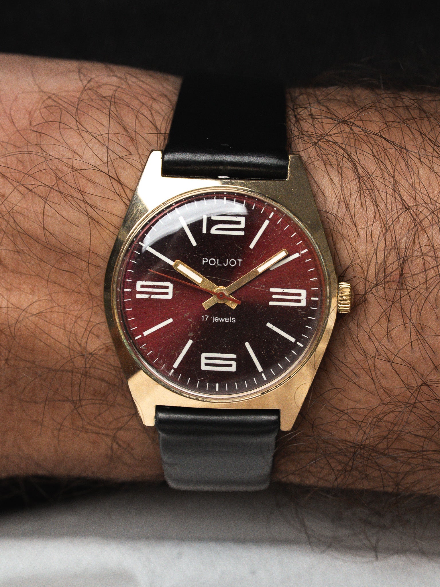 Poljot - Gold-plated burgundy dial - 1970s