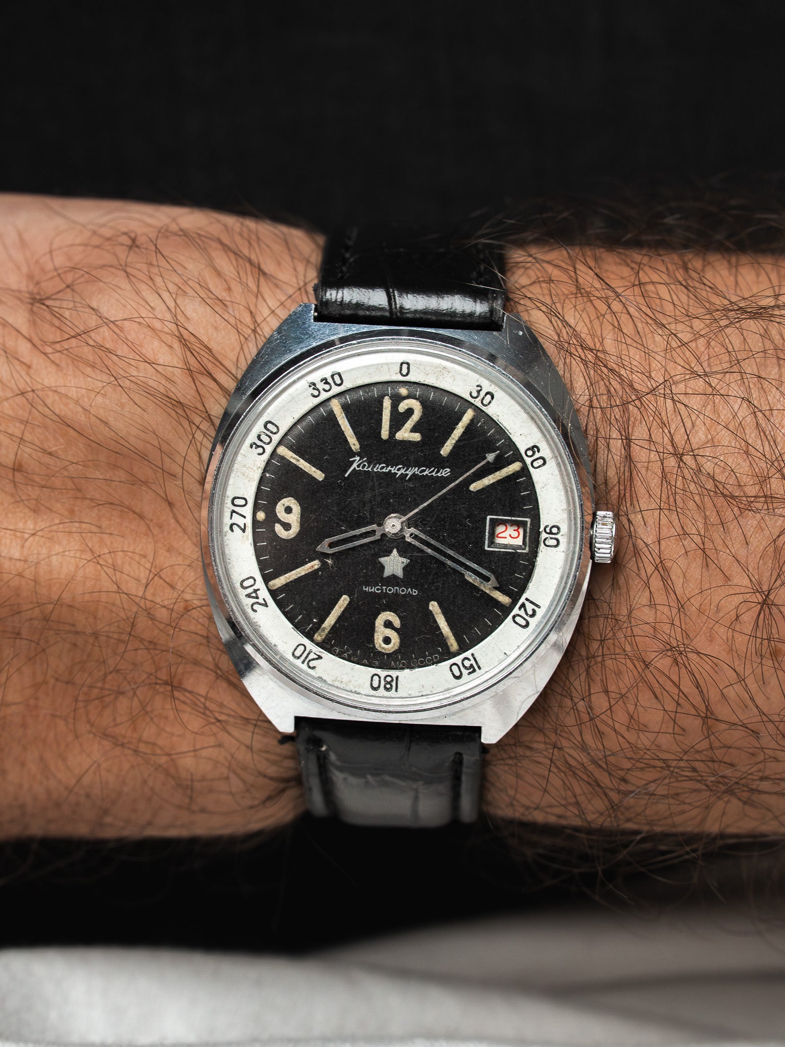 Vostok Komandirskie Watch USSR — Black Star Dial (1970s)
