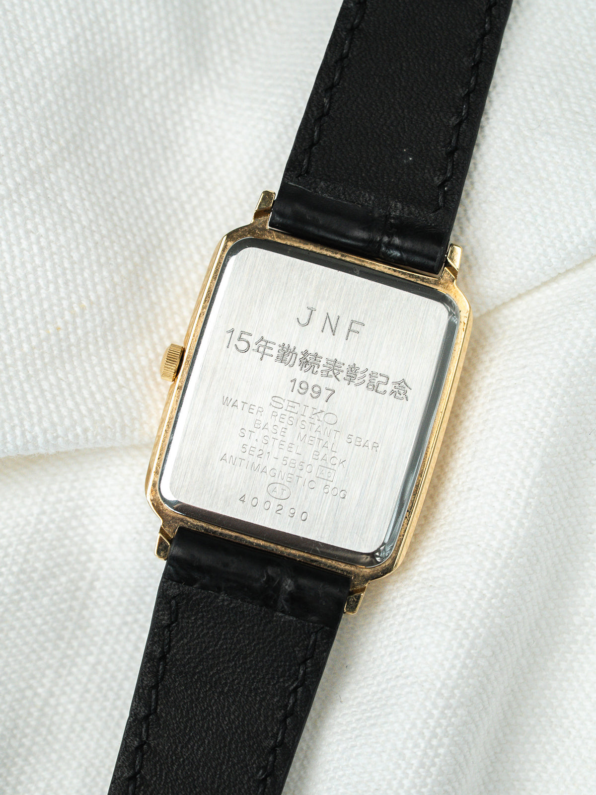 Cinturino in pelle nera effetto coccodrillo - Watch Seiko Spirit 5E21-5B50 - Atelier Victor