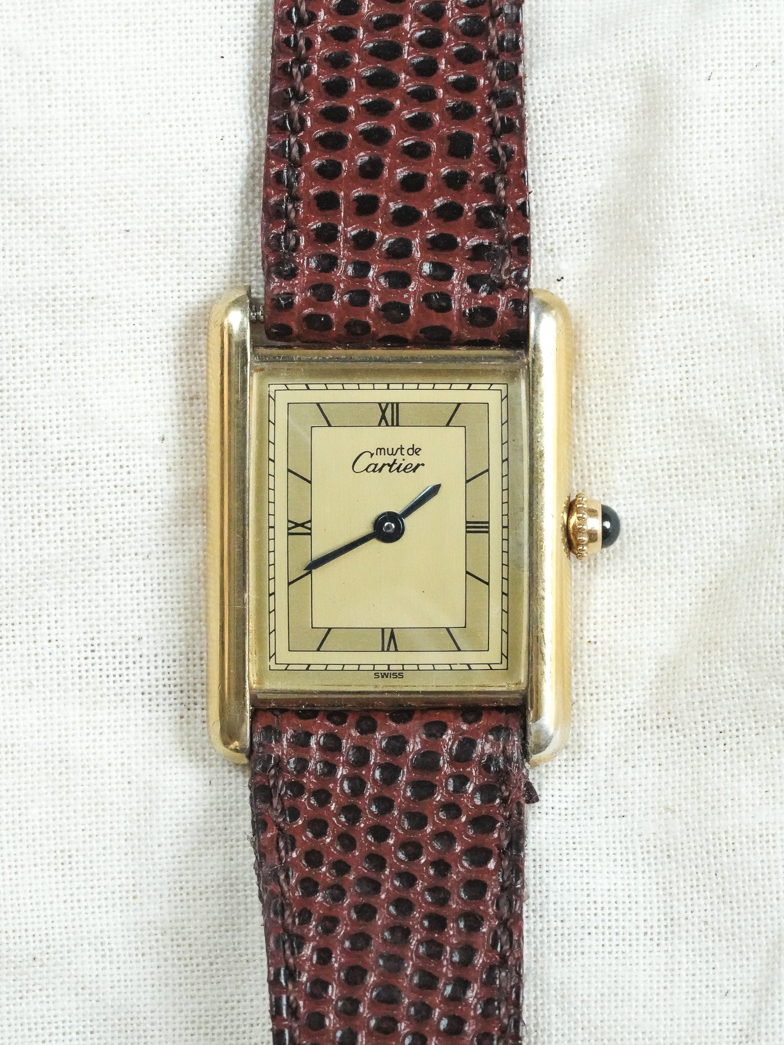 Cartier - Must de Cartier Tank Ref 590005 23x30 Vermeil Quartz Cadran Or Romain - 1980s