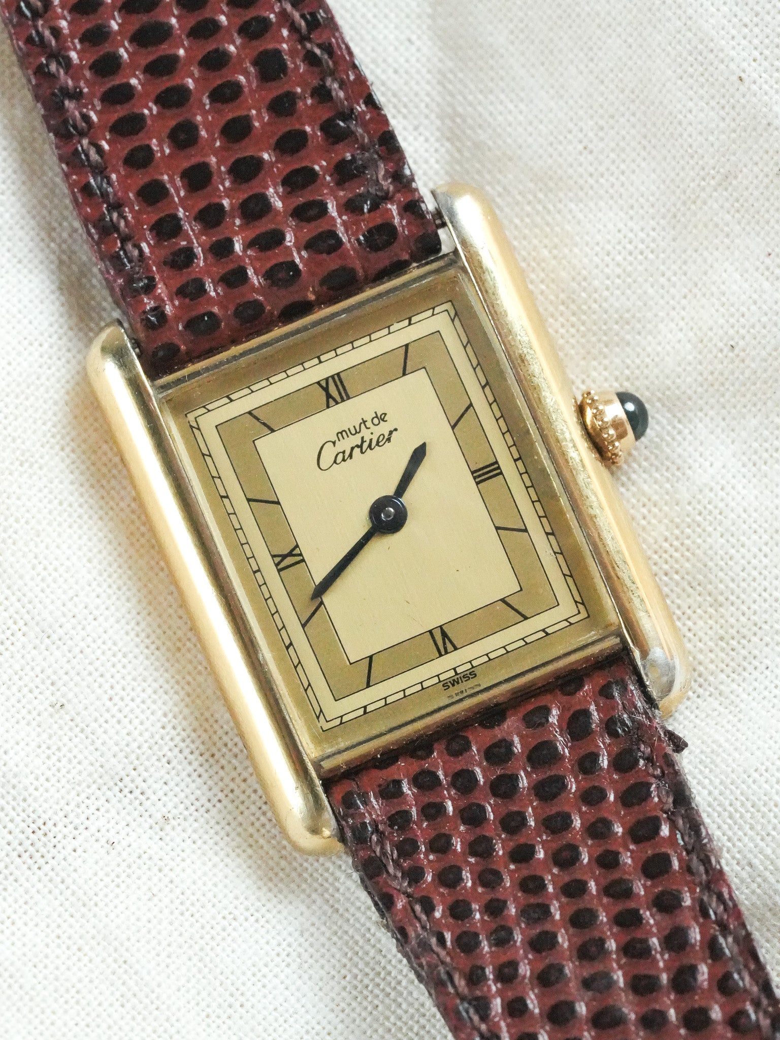 Cartier - Must de Cartier Tank Ref 590005 23x30 Vermeil Quartz Cadran Or Romain - 1980s