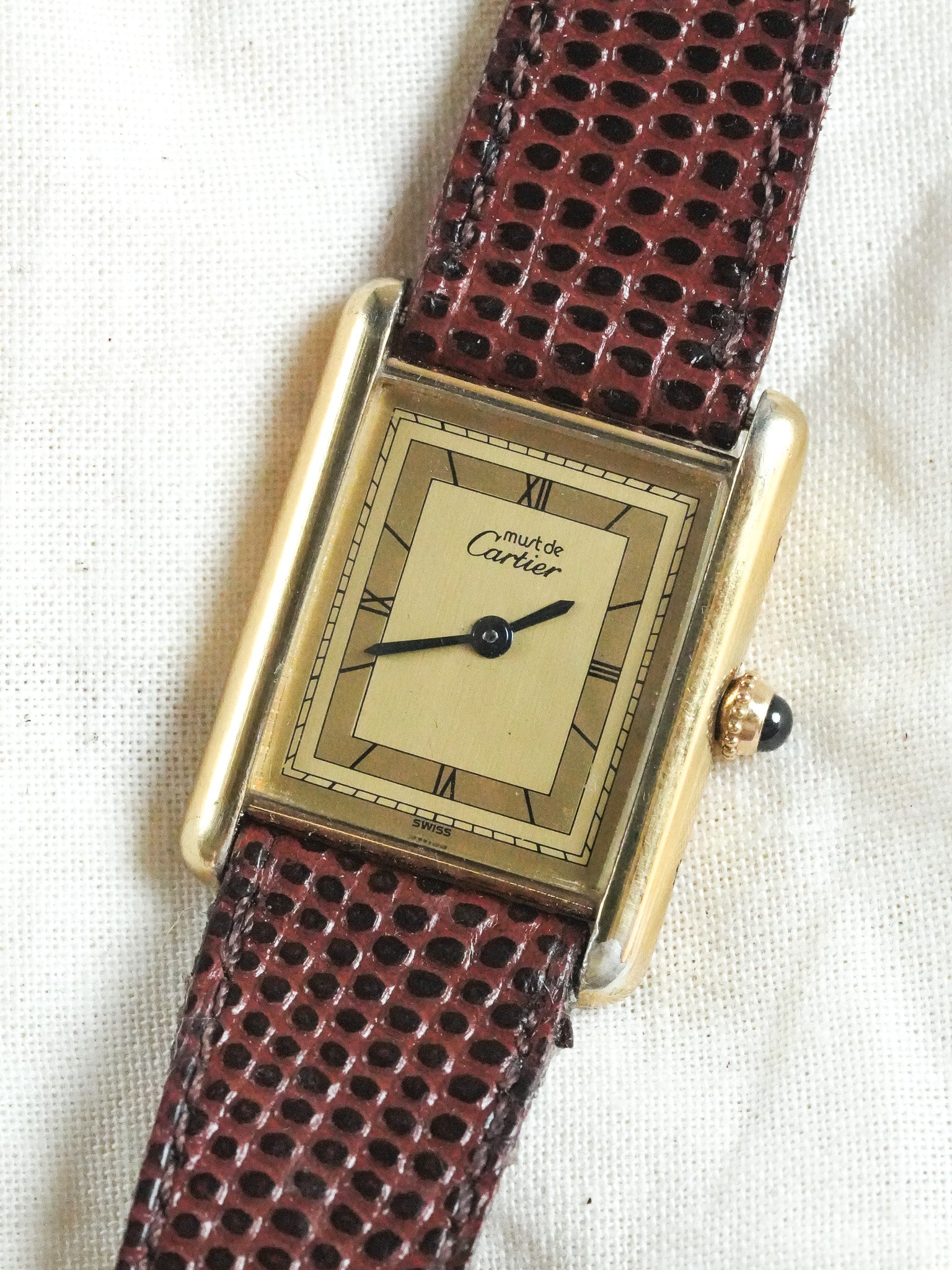 Cartier - Must de Cartier Tank Ref 590005 23x30 Vermeil Quartz Cadran Or Romain - 1980s