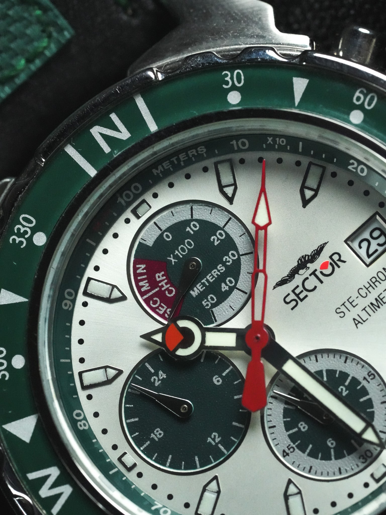 Sector - Green Steel Chronograph Horns Scarab - New old stock - 1990s