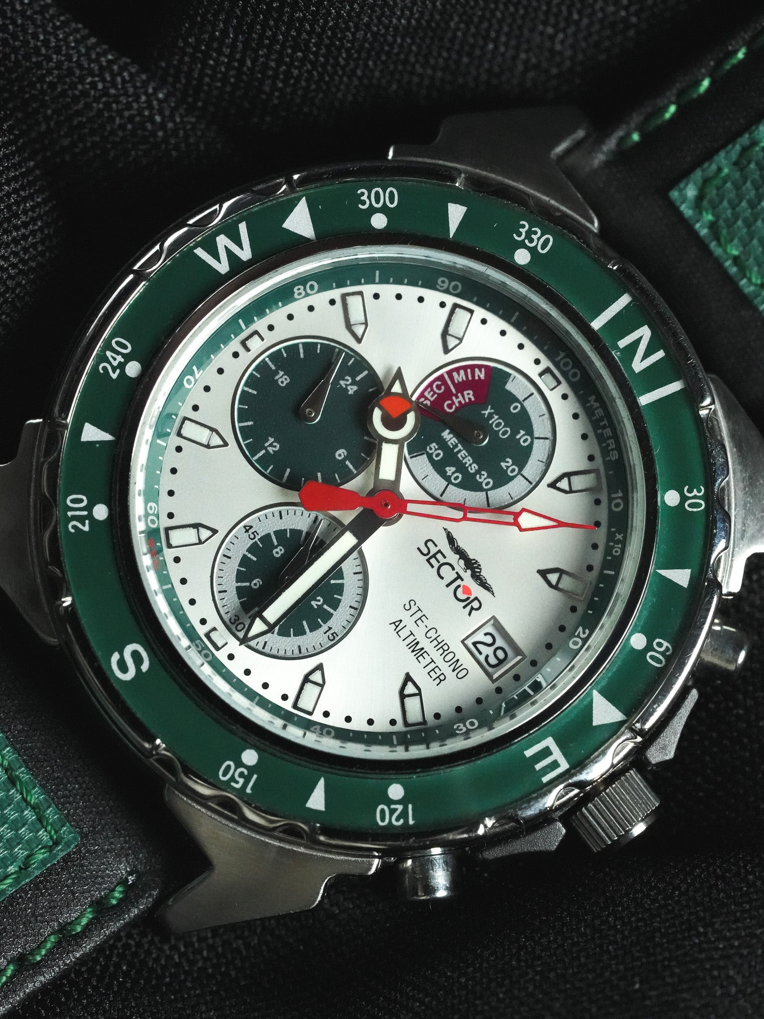 Sector - Green Steel Chronograph Horns Scarab - New old stock - 1990s