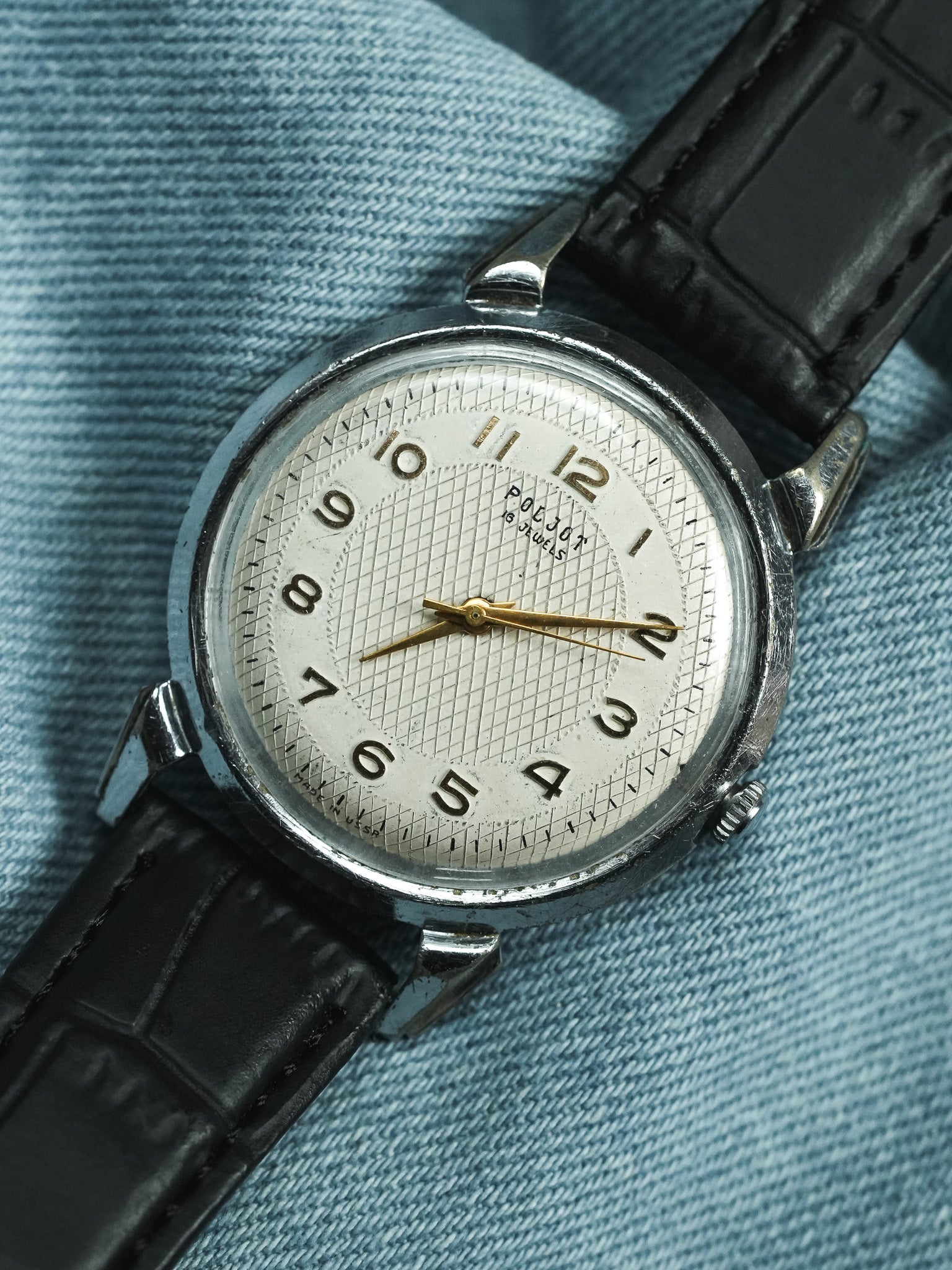 Poljot - Horns Water droplets guilloché dial gold index - 1960s
