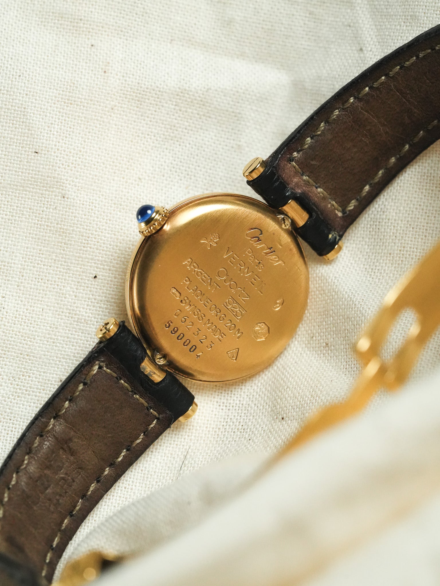Cartier - Vendôme 590004 Must Vermeil Cadran Blanc Gris Boucle déployante - 1990s