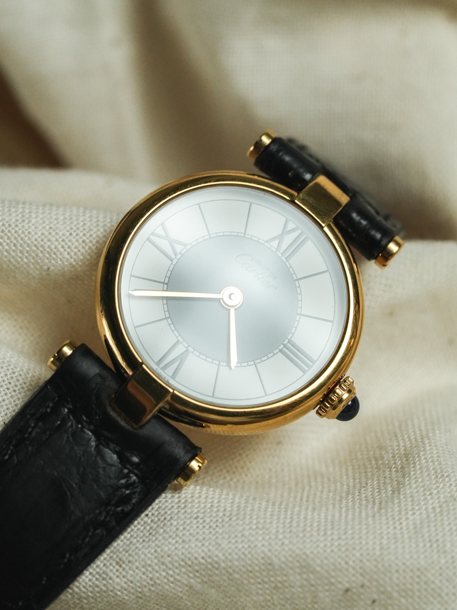 Cartier - Vendôme 590004 Must Vermeil Cadran Blanc Gris Boucle déployante - 1990s