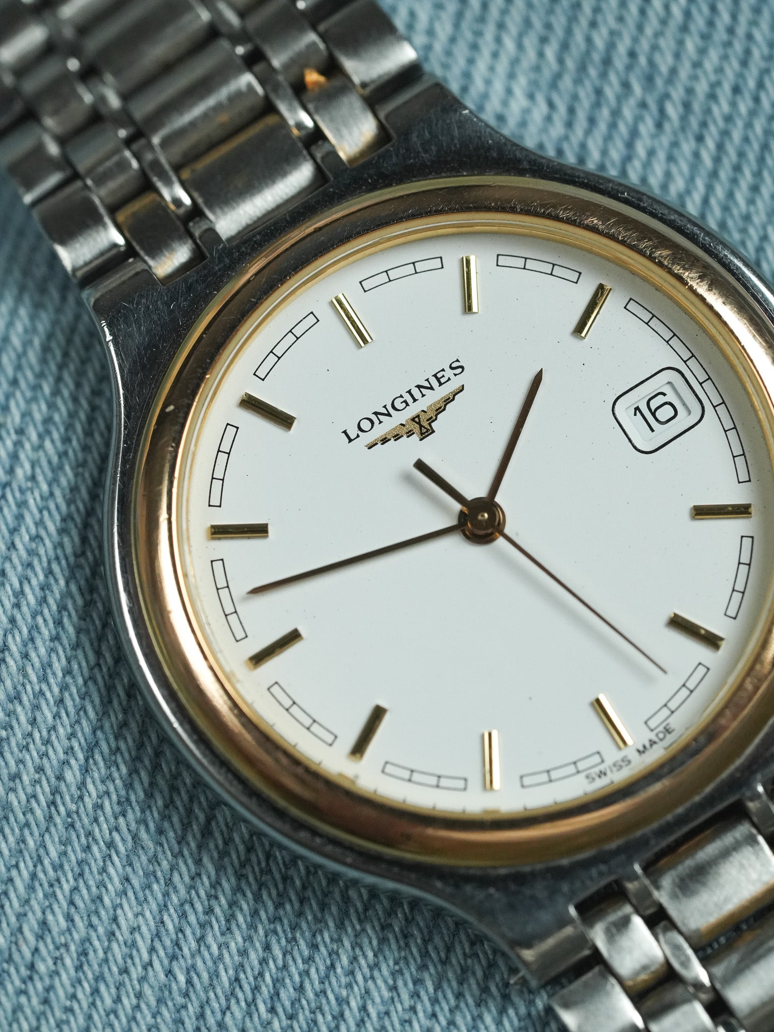 Longines - Flagship Runde Gold Stahlgeflecht - 1980s