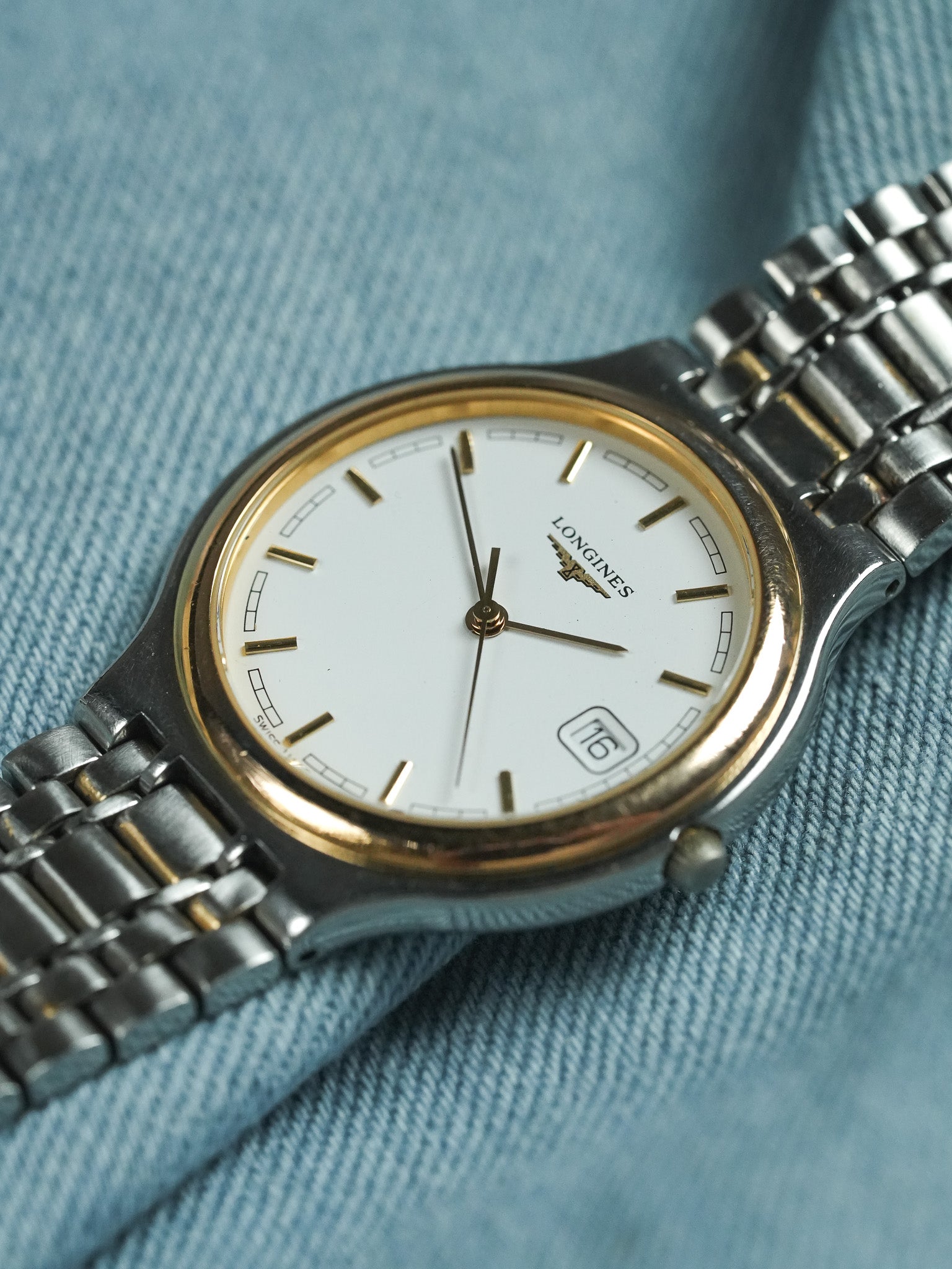 Longines - Flagship Runde Gold Stahlgeflecht - 1980s