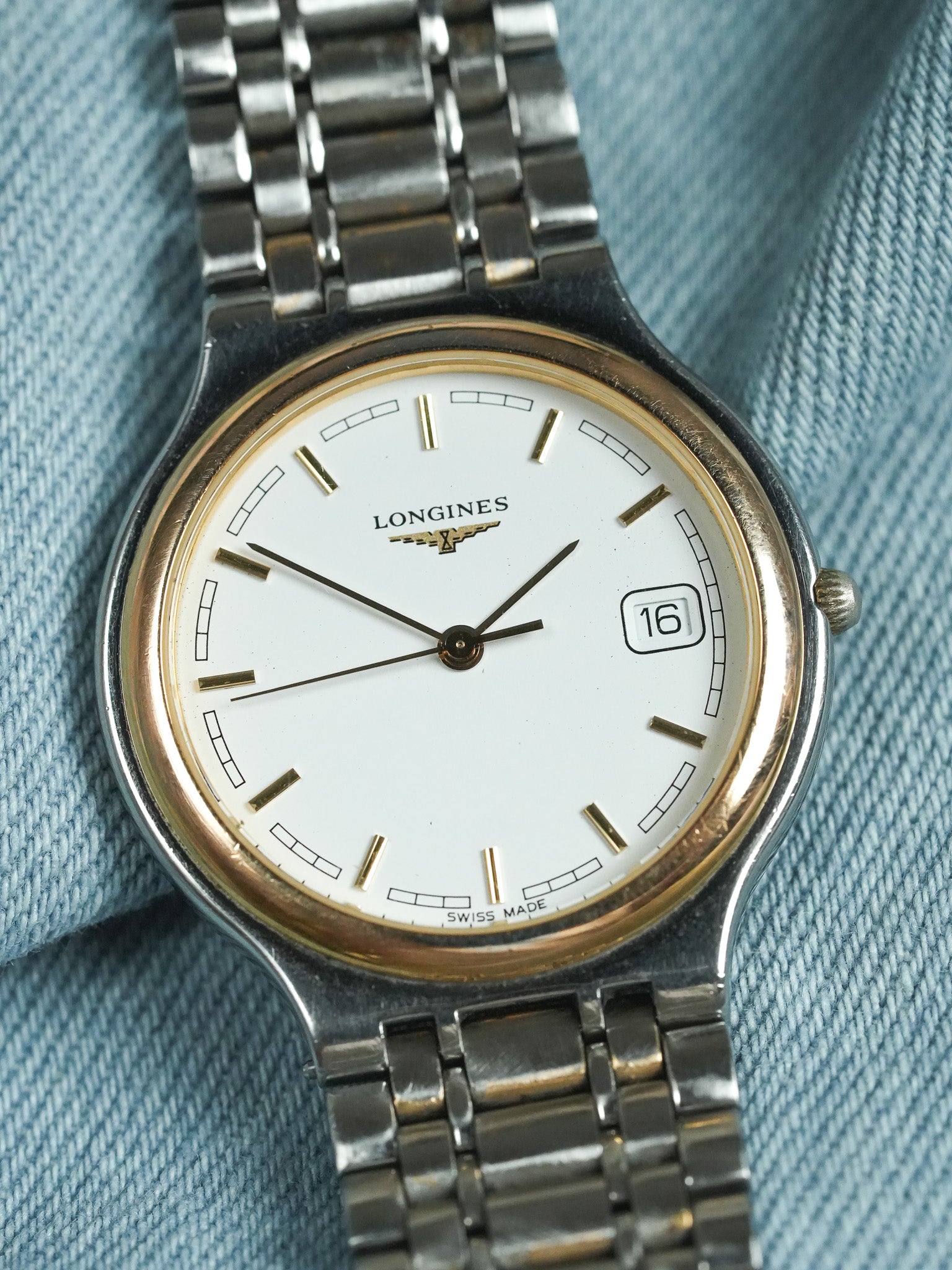 Longines - Flagship Runde Gold Stahlgeflecht - 1980s