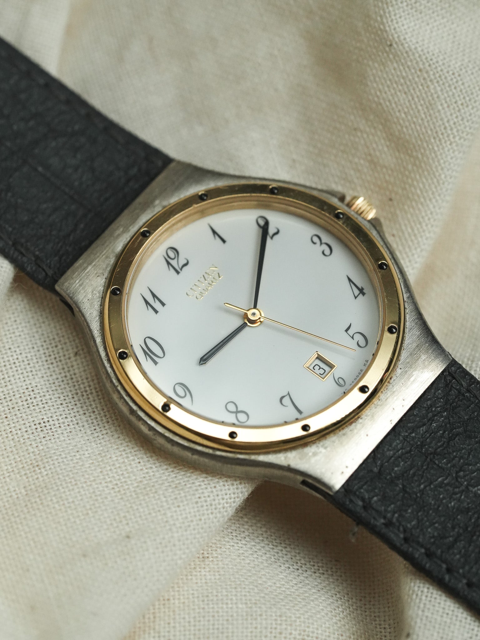 Citizen - Acier Bracelet Intégré Cadran Blanc - NOS - 1990s