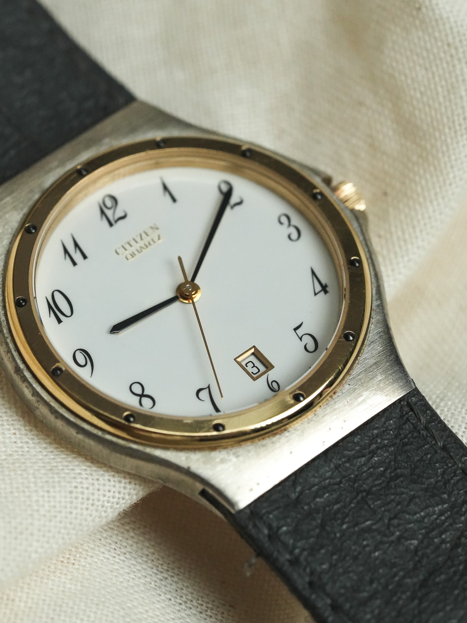 Citizen - Acier Bracelet Intégré Cadran Blanc - NOS - 1990s