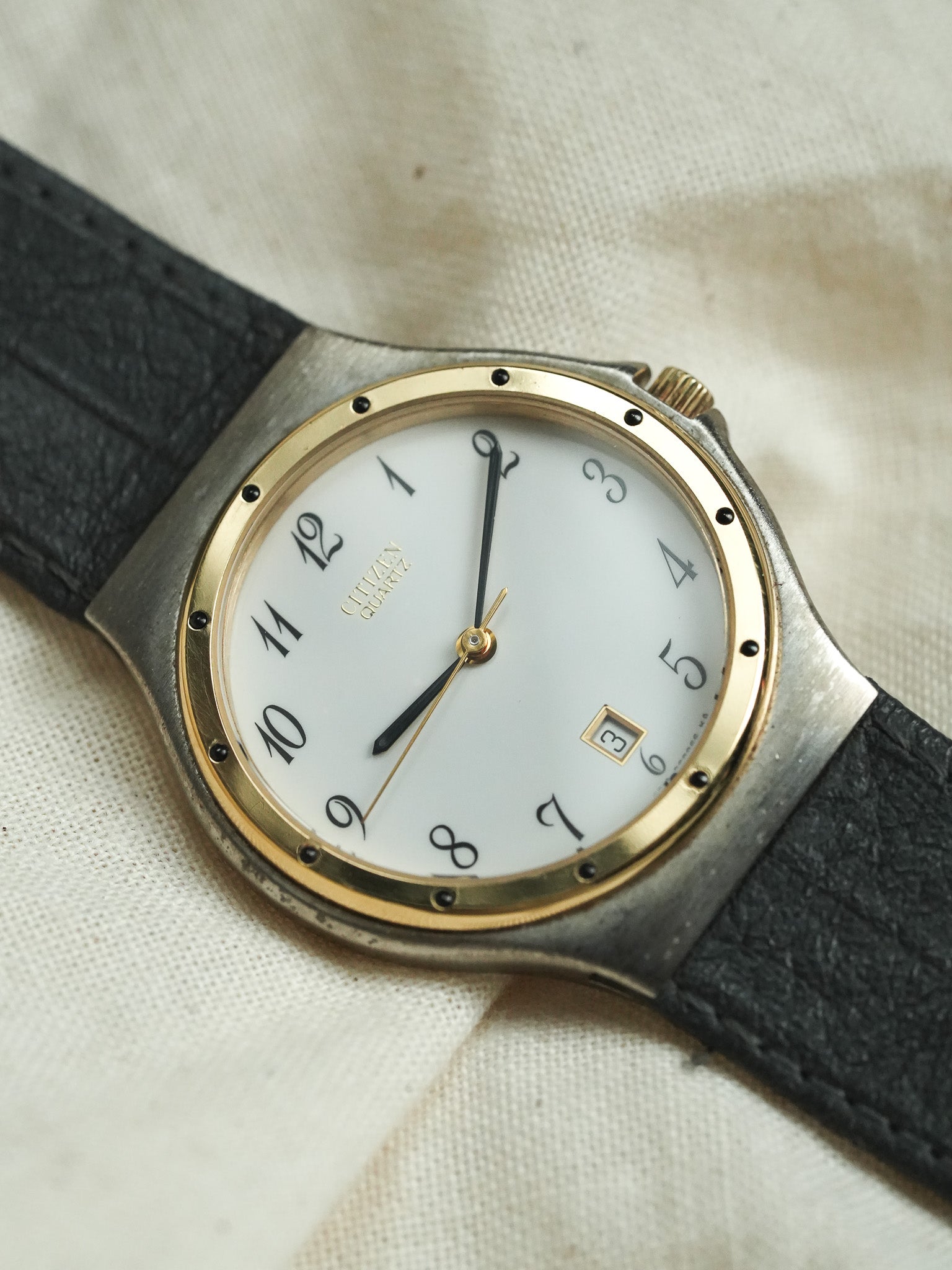 Citizen - Acier Bracelet Intégré Cadran Blanc - NOS - 1990s