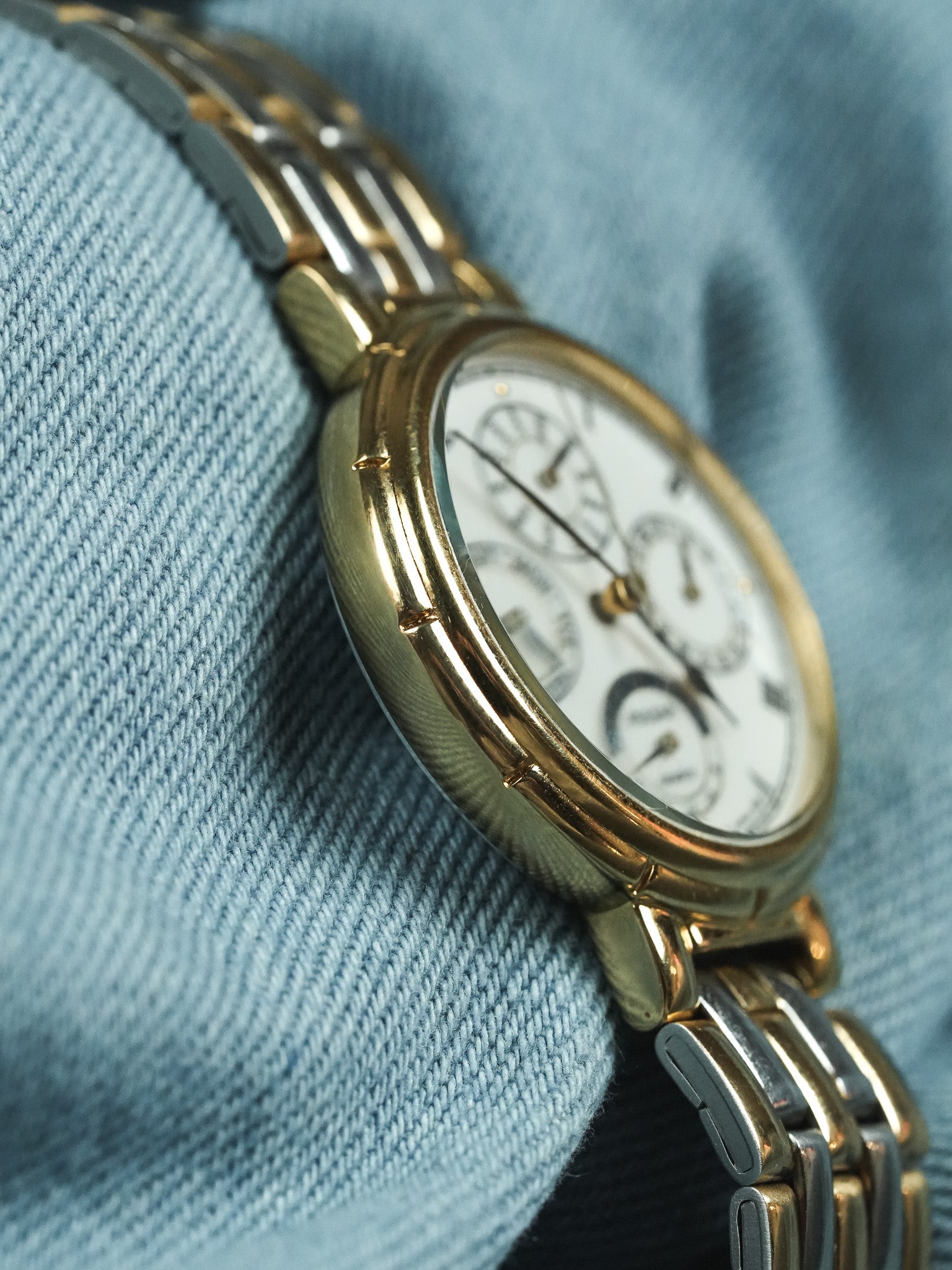 Pulsar x Seiko - Tripla Data Acciaio Oro Cabochon nero - 1998