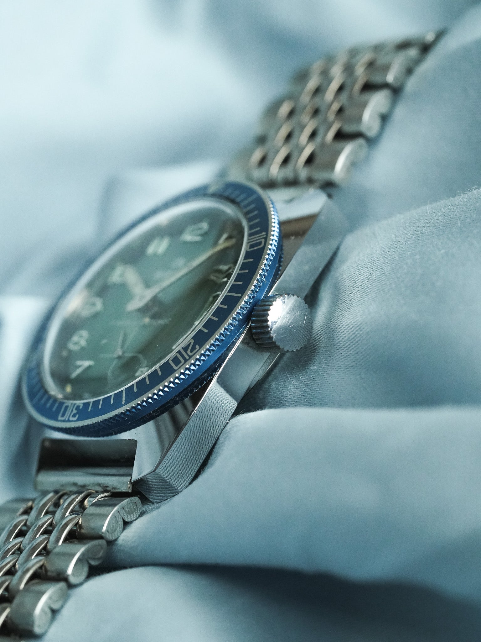 Breil - Plongeuse cadran vert lunette bleu - 1960s