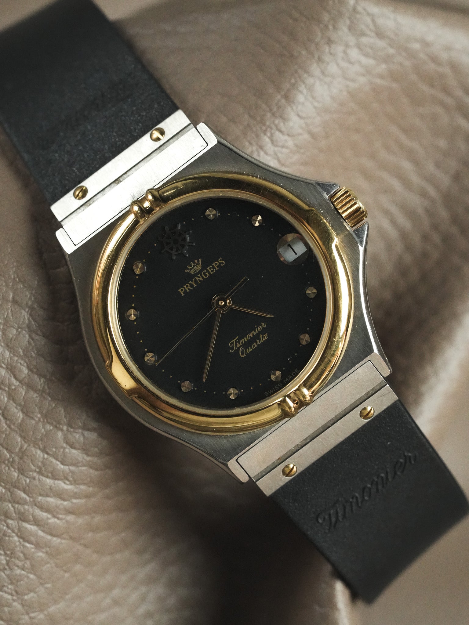 Pryngeps - Style "Hublot" Acier Or - Neuve de stock - 1990s